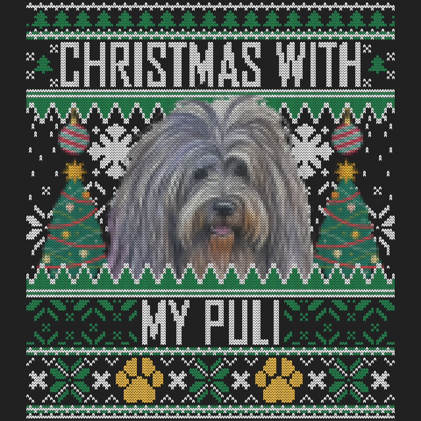 Ugly Sweater Christmas with My Puli - Women's V-Neck Long Sleeve T-Shirt