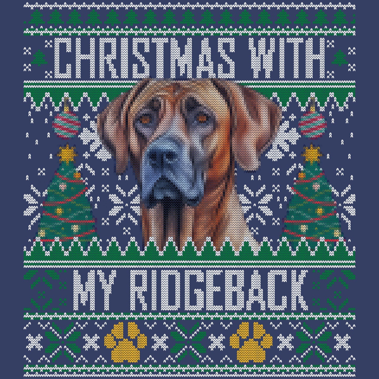 Ugly Sweater Christmas with My Rhodesian Ridgeback - Adult Unisex Crewneck Sweatshirt
