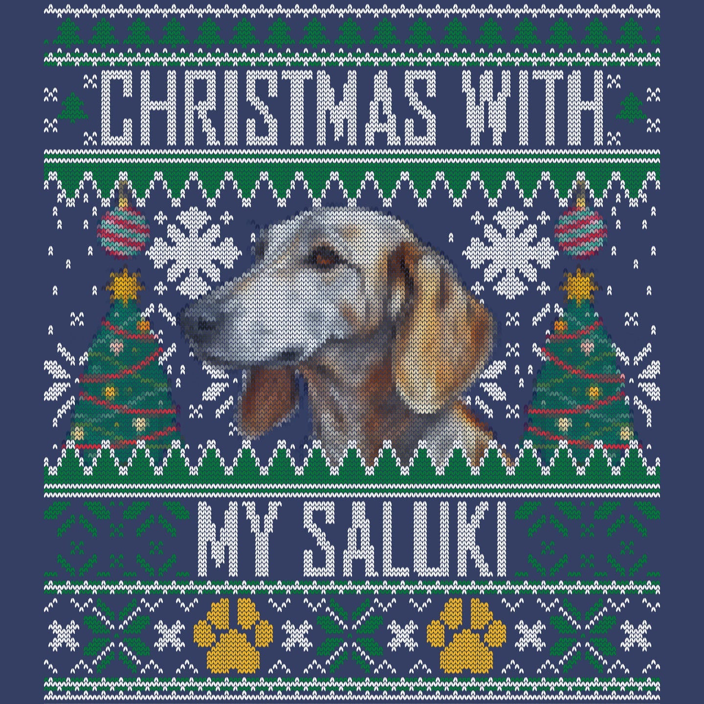 Ugly Sweater Christmas with My Saluki - Adult Unisex Crewneck Sweatshirt