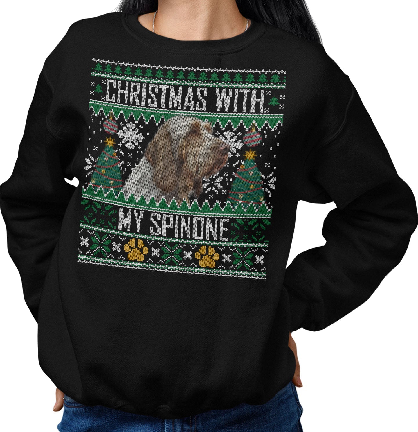 Ugly Sweater Christmas with My Spinone Italiano - Adult Unisex Crewneck Sweatshirt