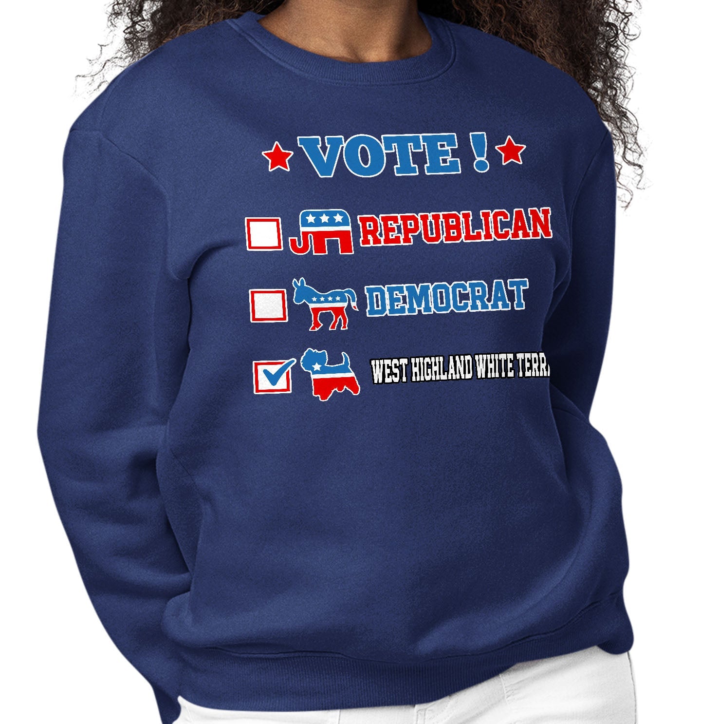Vote for the West Highland White Terrier - Adult Unisex Crewneck Sweatshirt