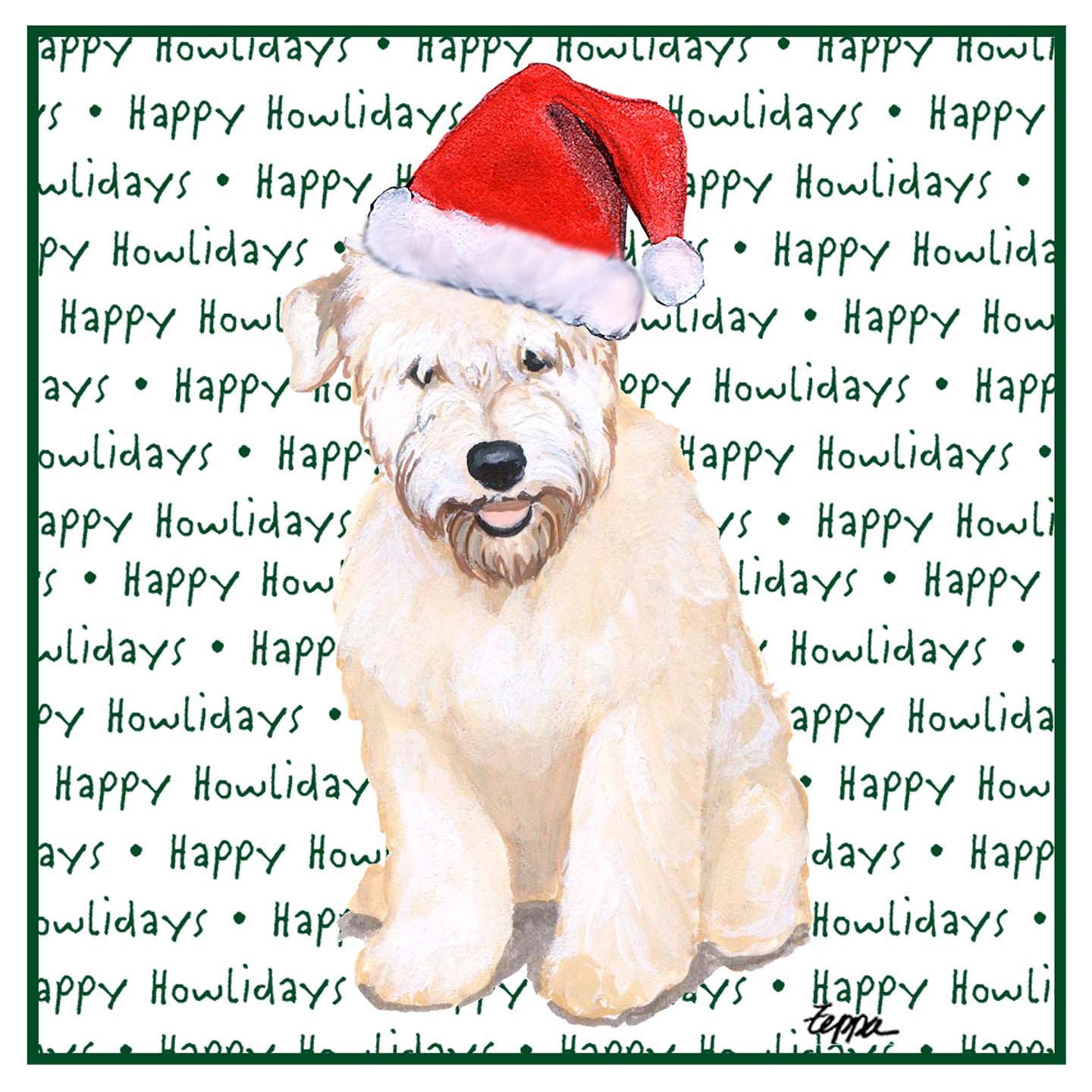 Soft Coated Wheaten Terrier Puppy Happy Howlidays Text - Women's V-Neck T-Shirt