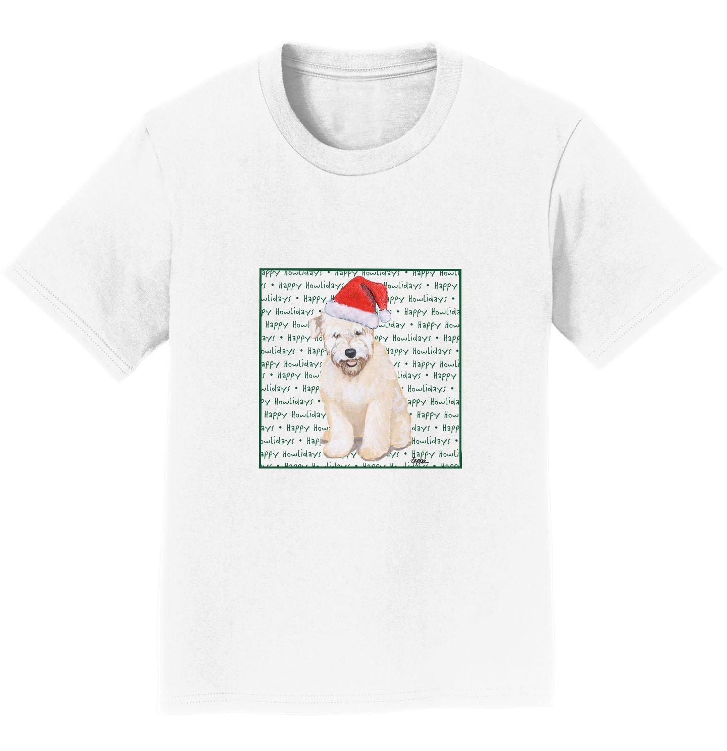 Soft Coated Wheaten Terrier Puppy Happy Howlidays Text - Kids' Unisex T-Shirt