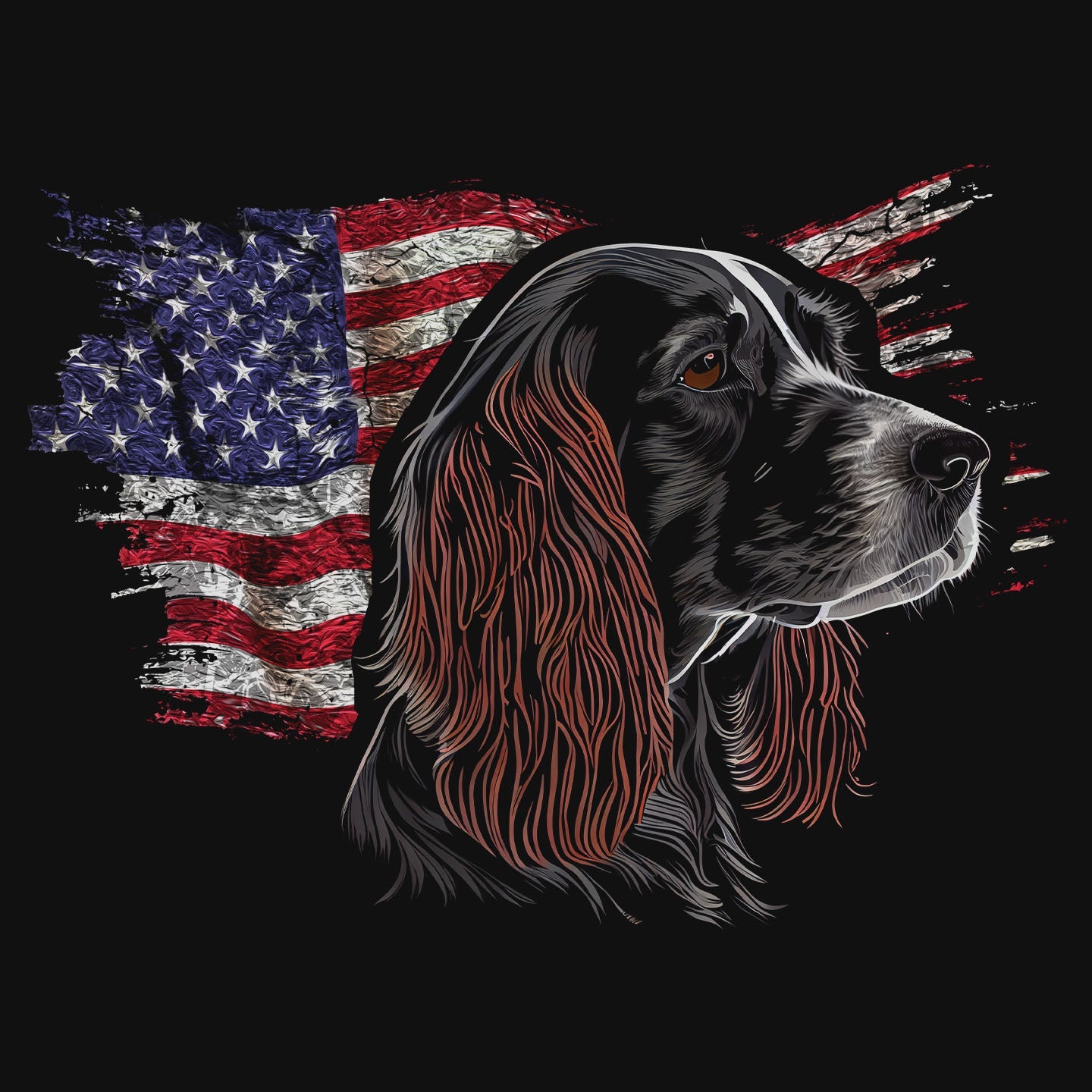 Patriotic Welsh Springer Spaniel American Flag - Adult Unisex T-Shirt