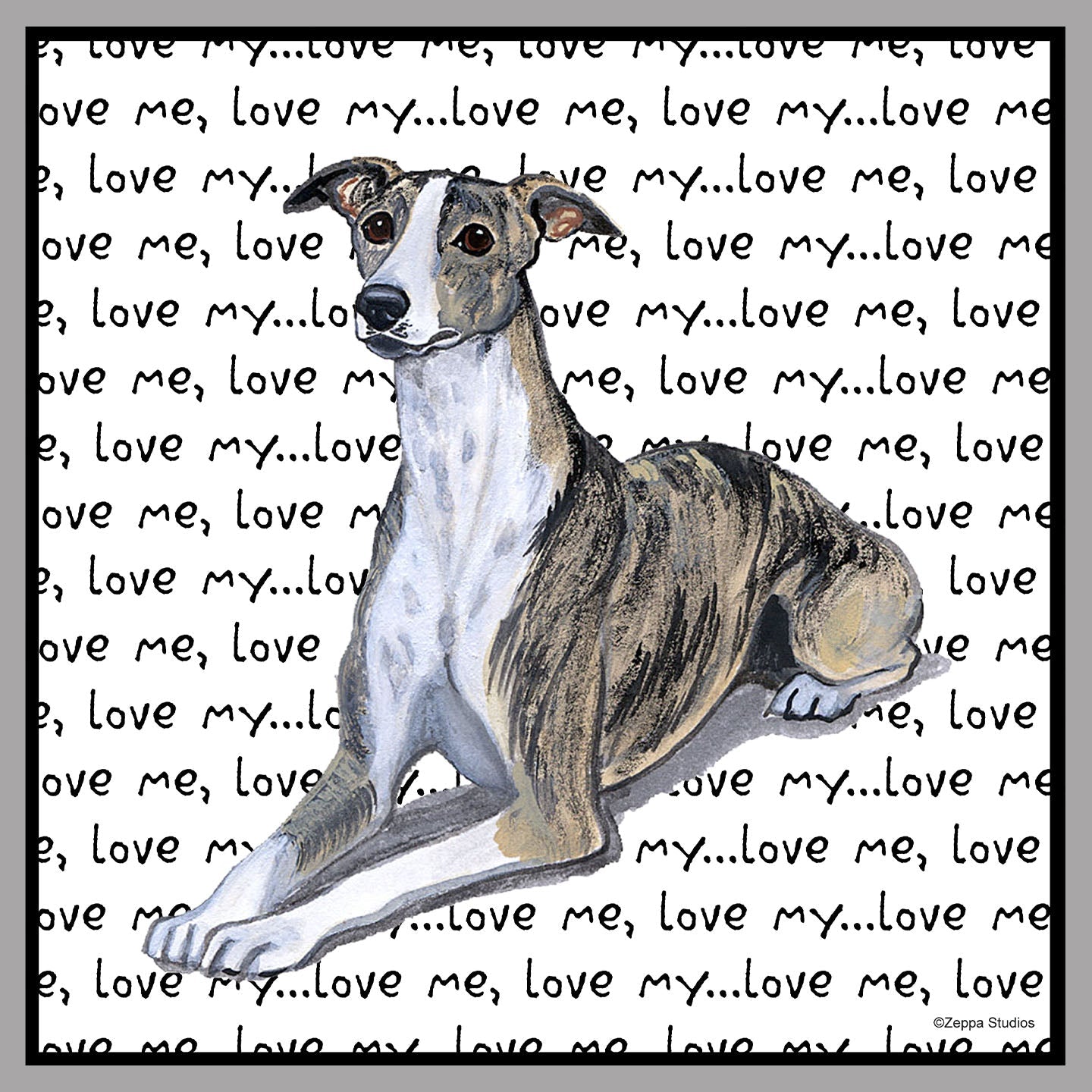 Whippet Love Text - Women's V-Neck Long Sleeve T-Shirt