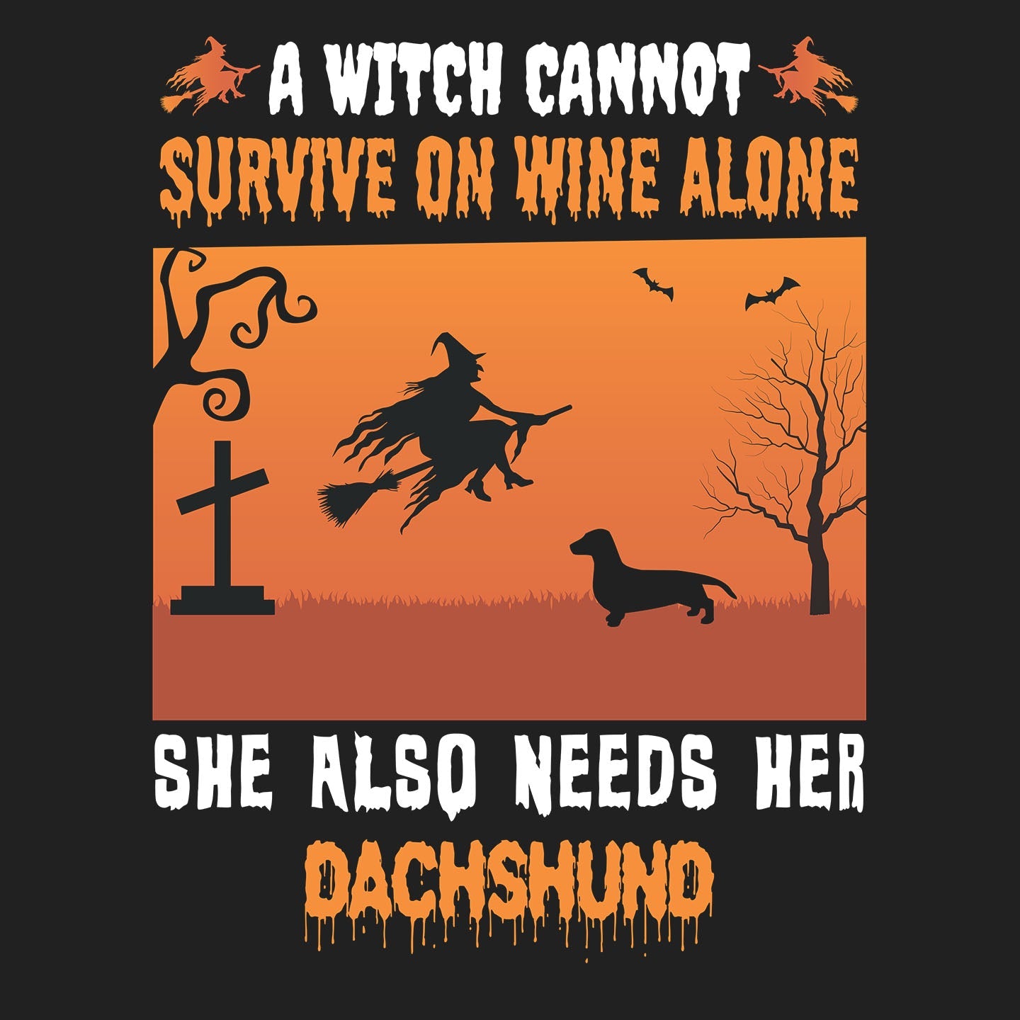 A Witch Needs Her Dachshund (Shorthaired) - Adult Unisex Crewneck Sweatshirt