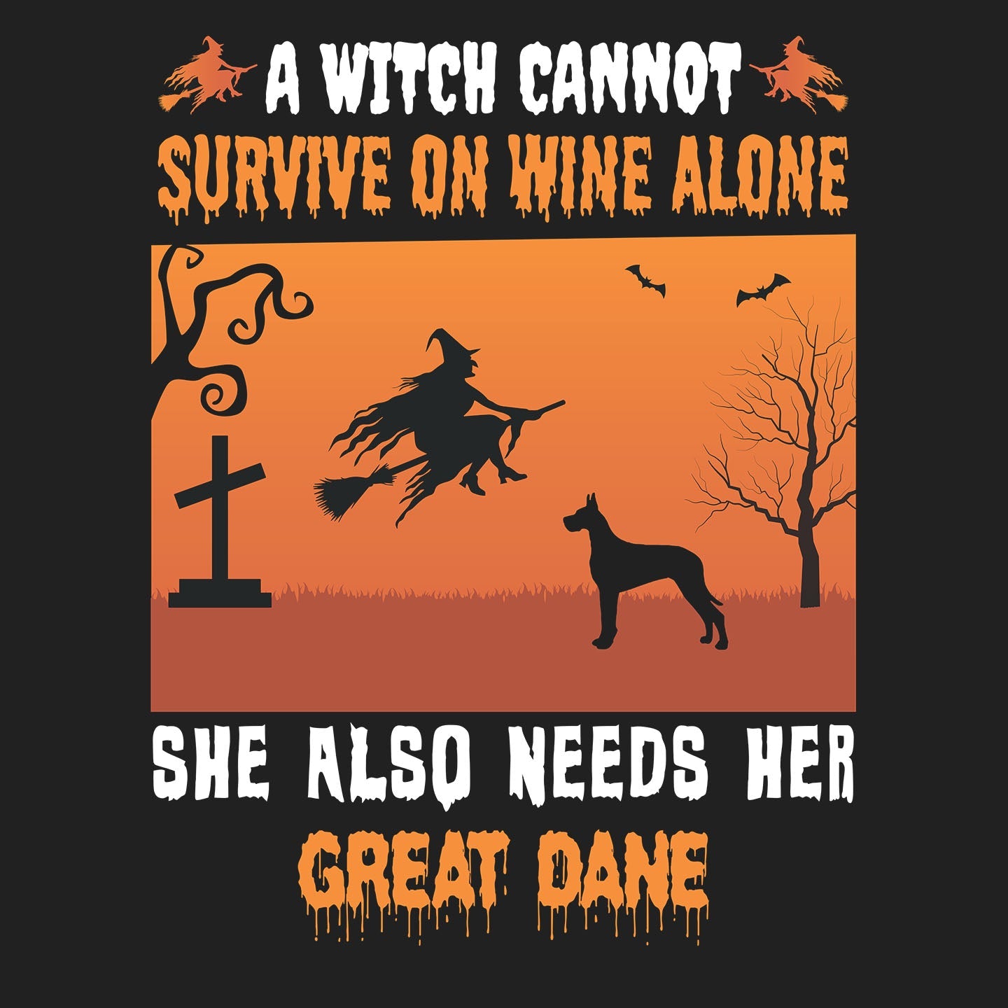 A Witch Needs Her Great Dane - Adult Unisex Crewneck Sweatshirt