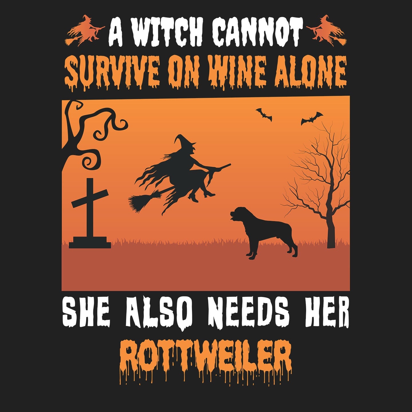 A Witch Needs Her Rottweiler - Adult Unisex Crewneck Sweatshirt
