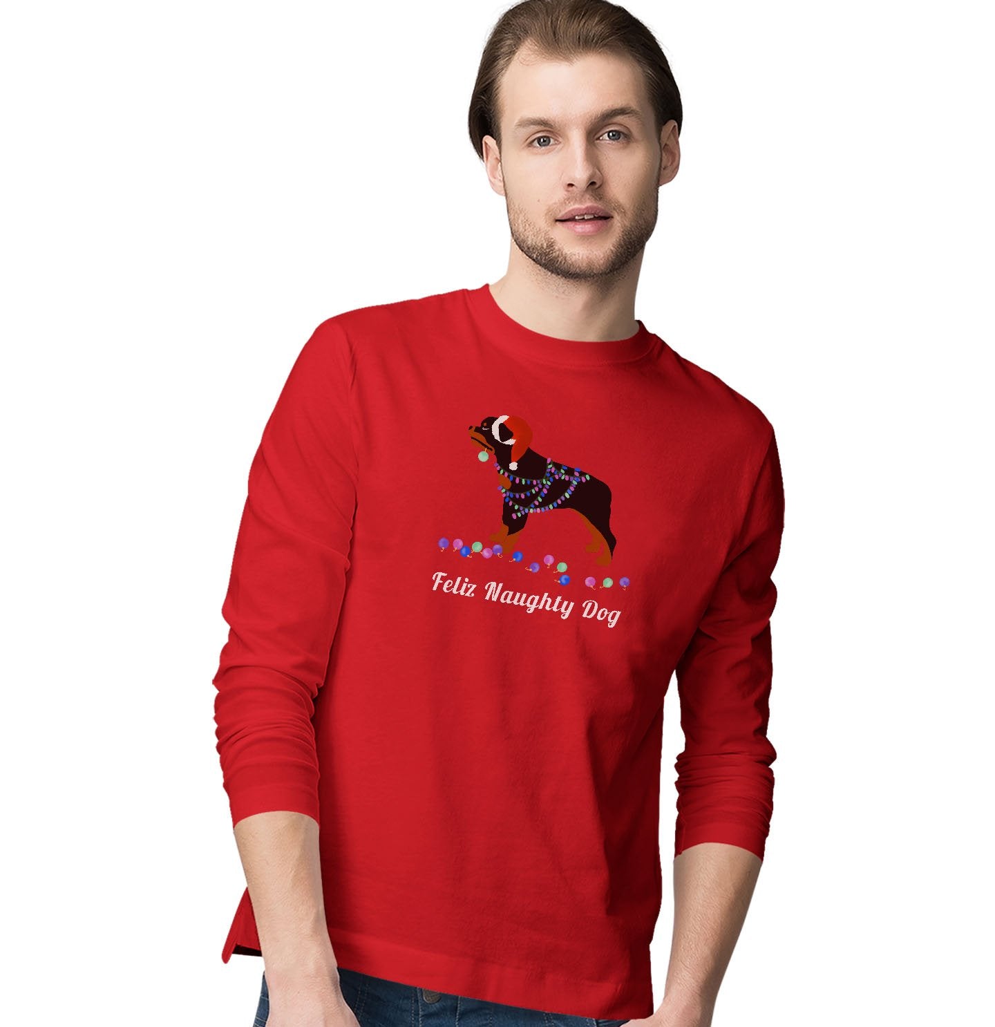 Feliz Naughty Dog Rottweiler - Adult Unisex Long Sleeve T-Shirt