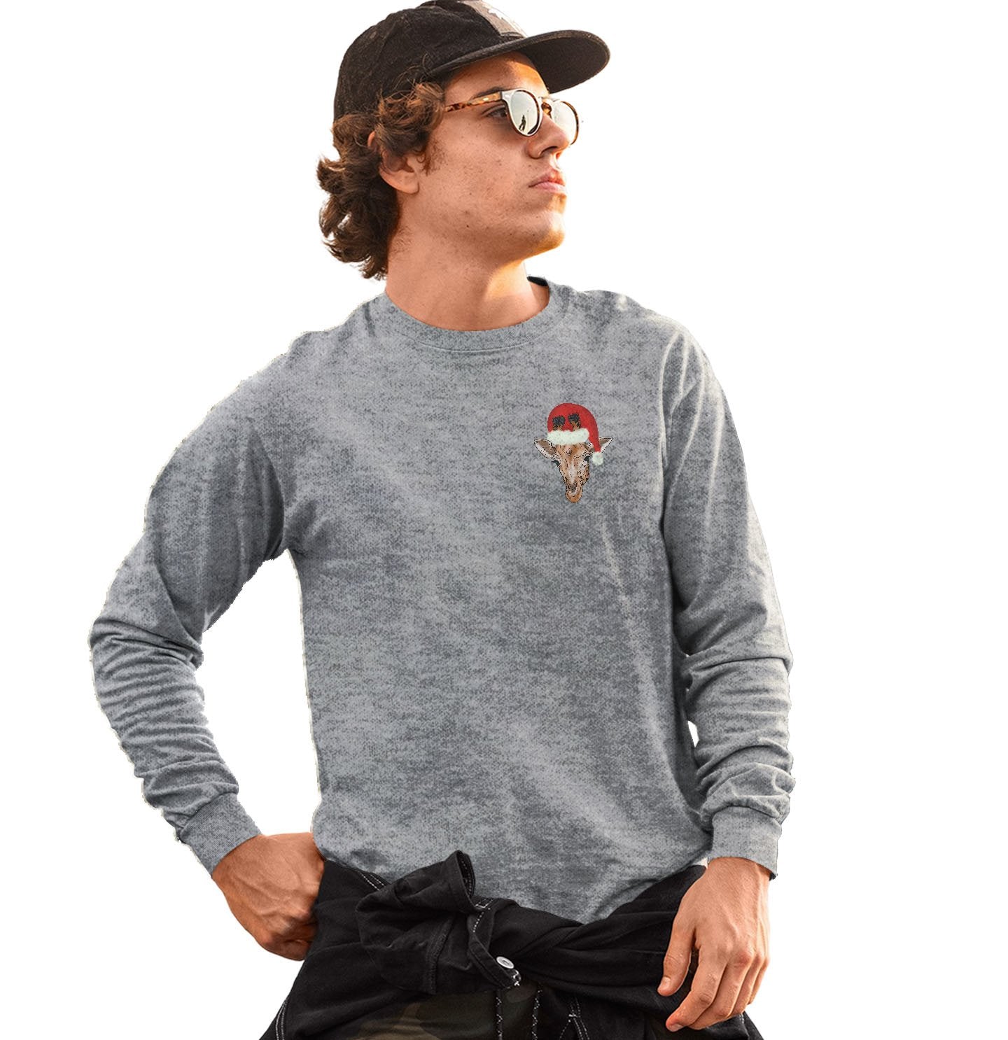 Christmas Giraffe - Adult Unisex Long Sleeve T-Shirt