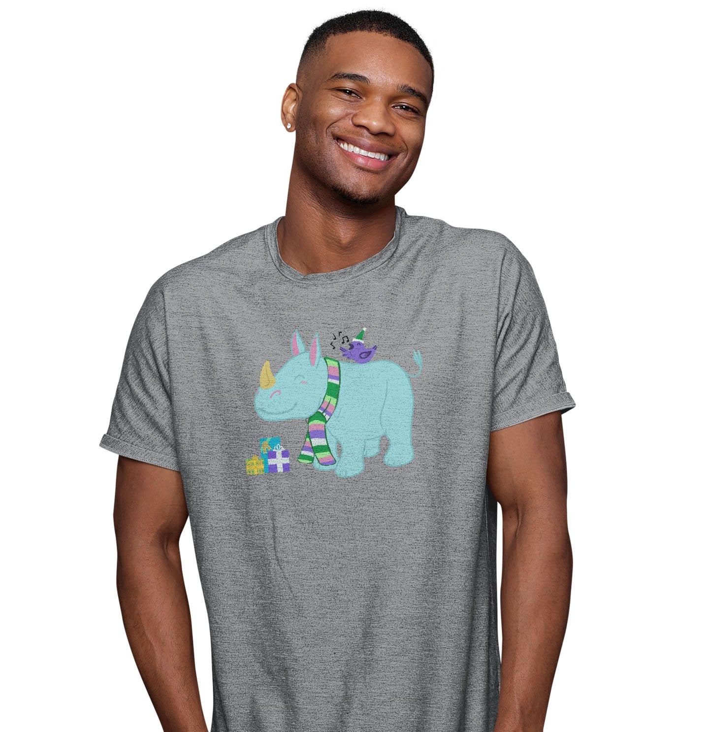 Christmas Rhino - Adult Unisex T-Shirt