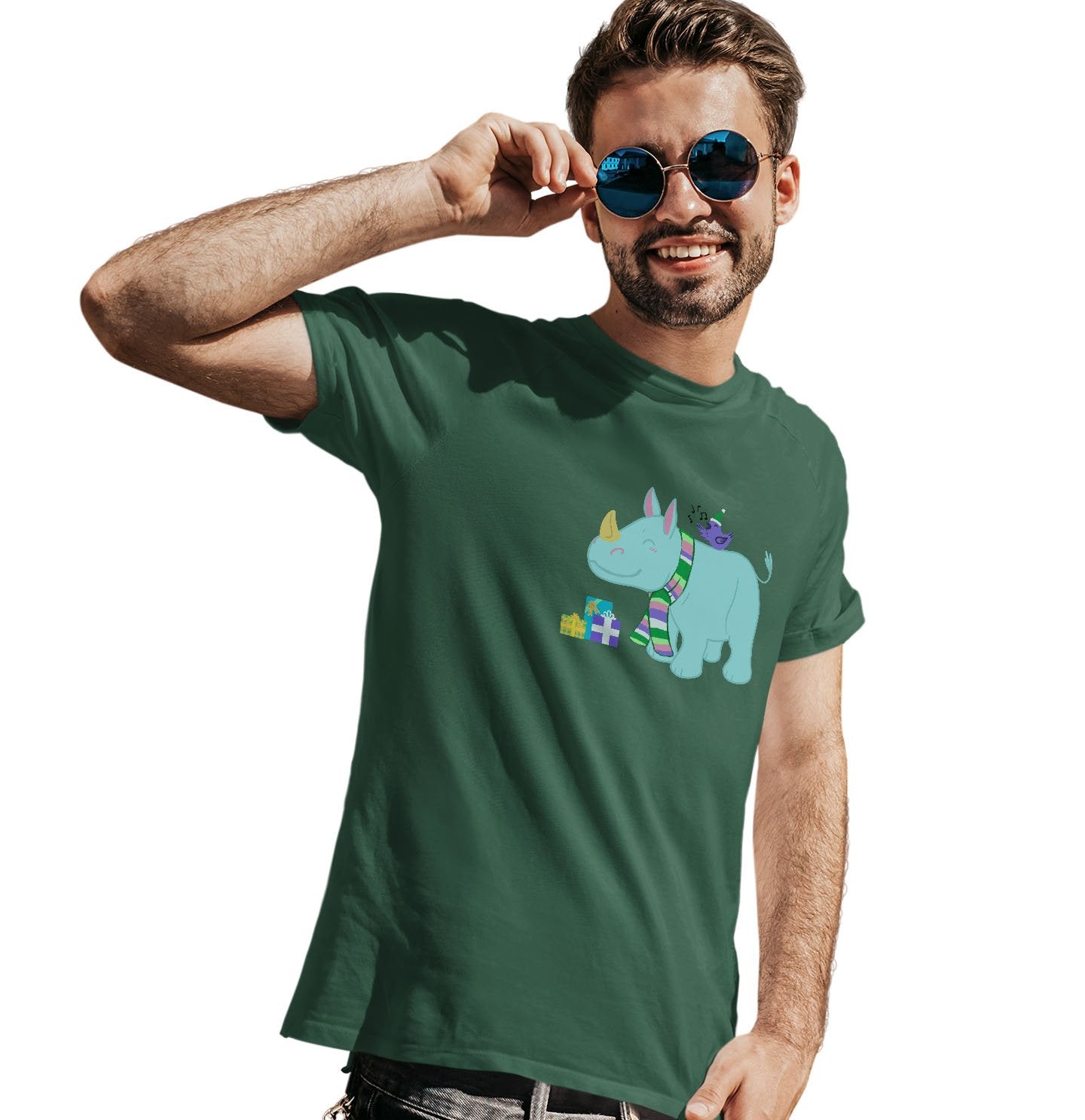 Christmas Rhino - Adult Unisex T-Shirt