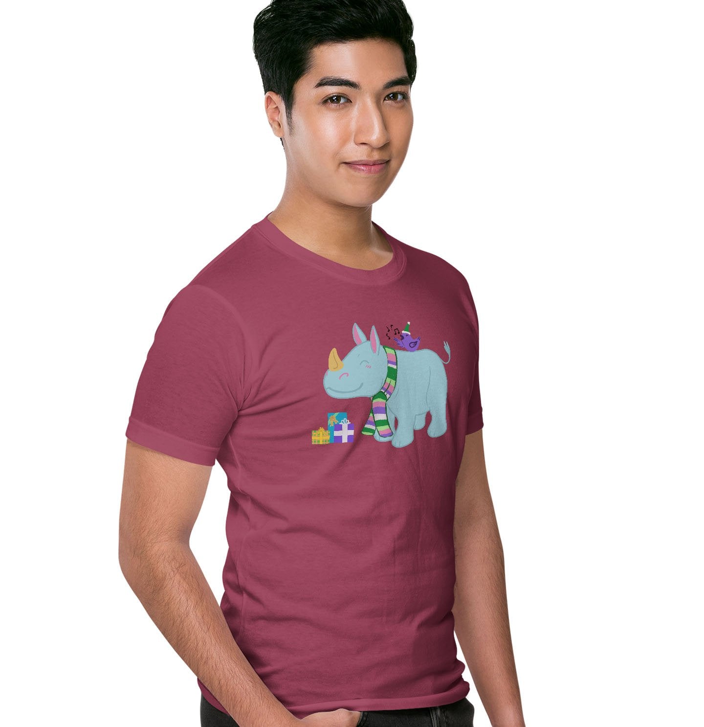 Christmas Rhino - Adult Unisex T-Shirt