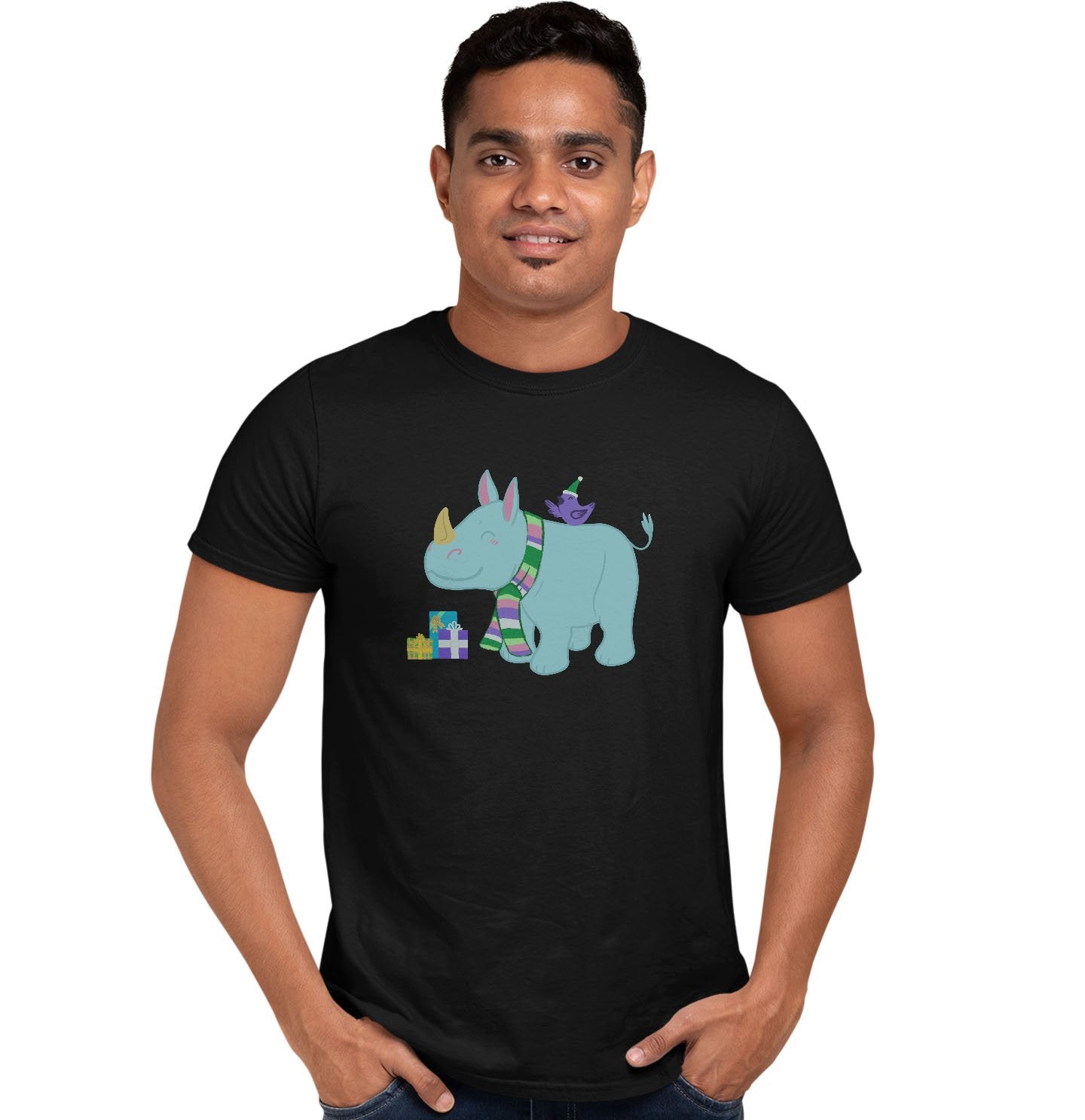 Christmas Rhino - Adult Unisex T-Shirt