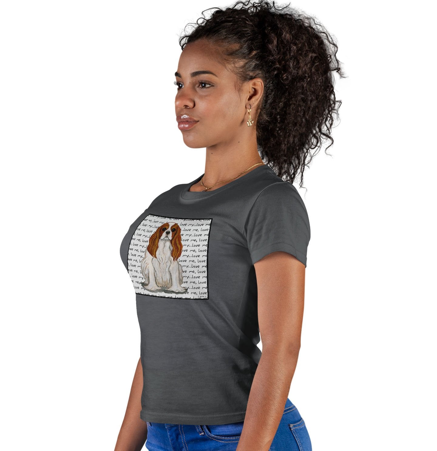 Animal Pride - Blenheim Cavalier Love Text - Women's Fitted T-Shirt