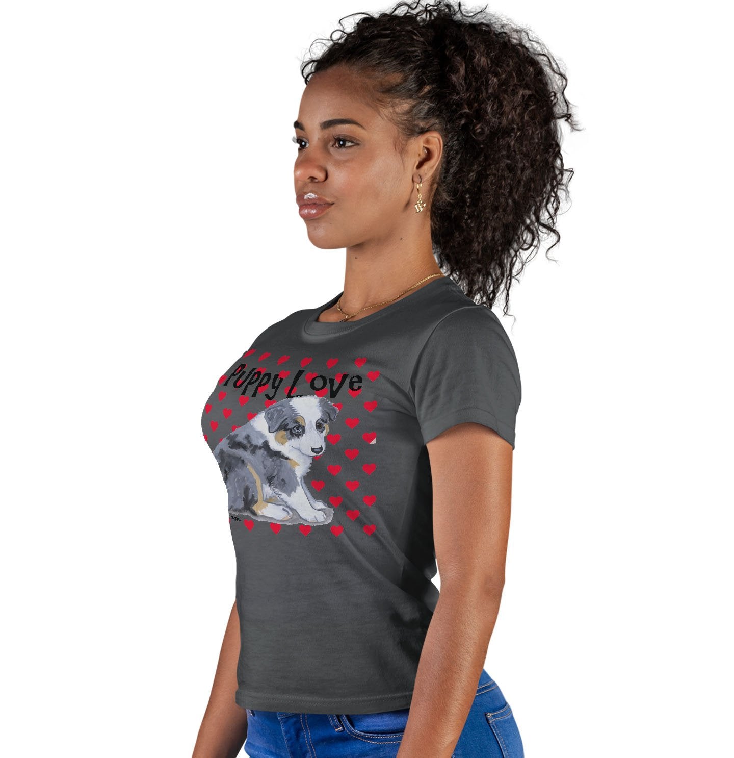 Australian Shepherd Puppy Love - Women's Fitted T-Shirt