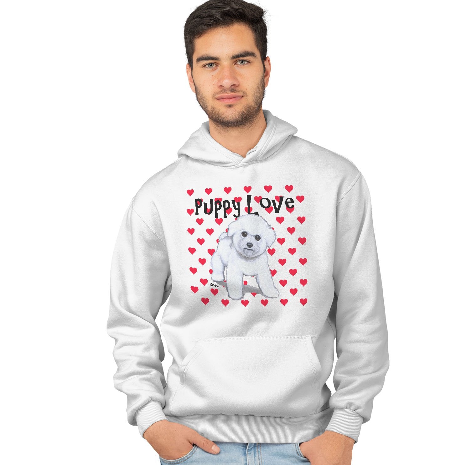 Animal Pride - Bichon Frise Puppy Love - Adult Unisex Hoodie Sweatshirt