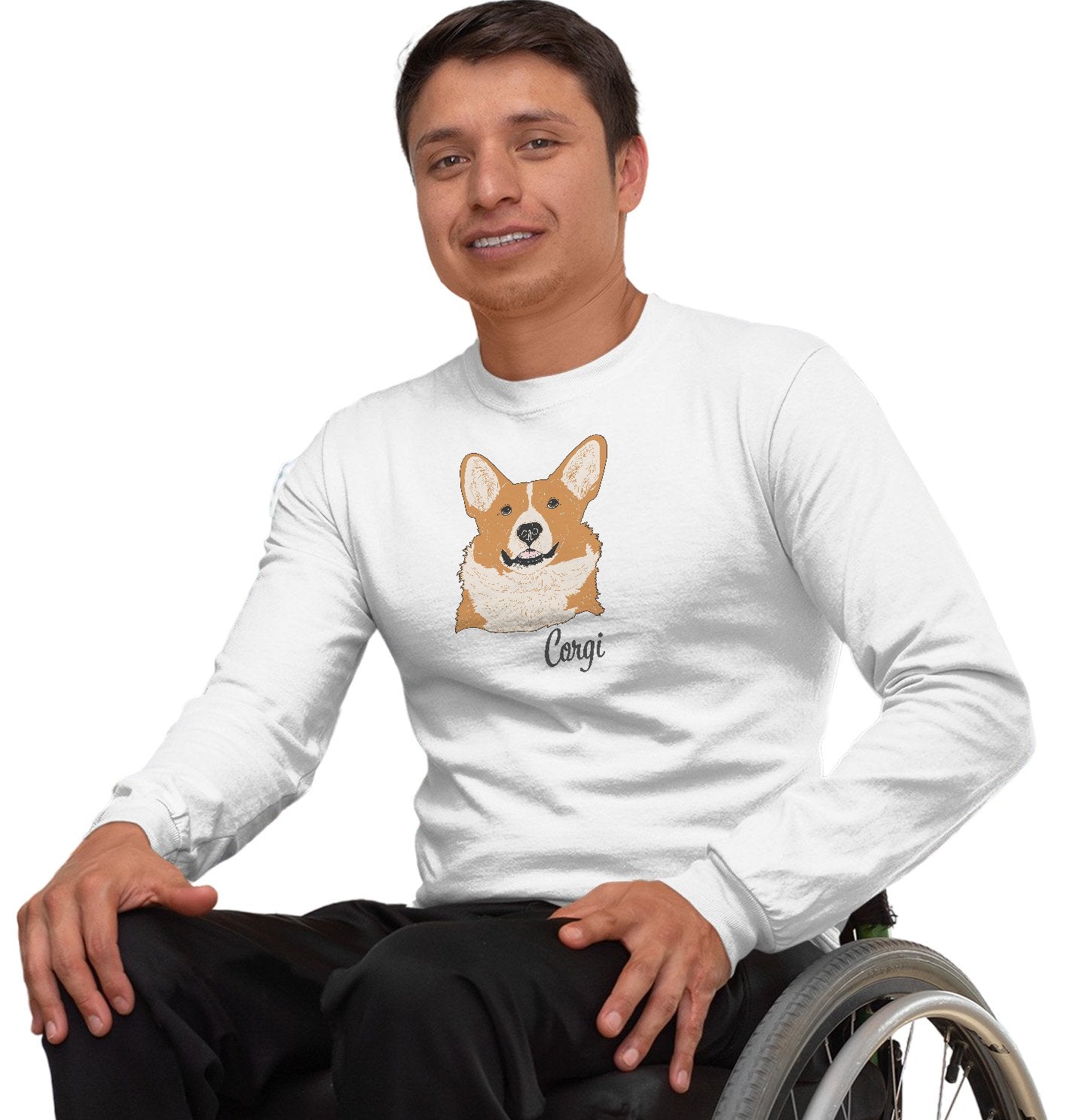Corgi Headshot - Adult Unisex Long Sleeve T-Shirt