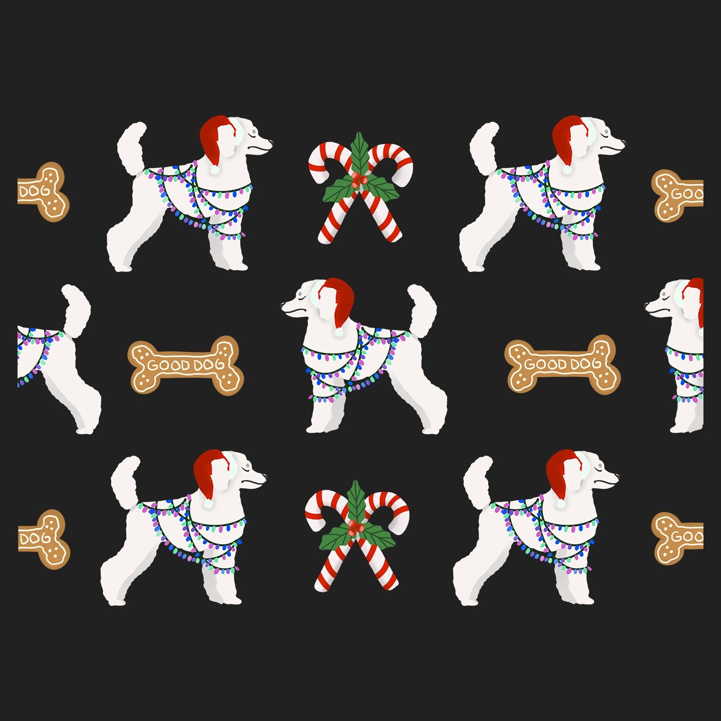 Christmas Poodle Pattern - Adult Adjustable Face Mask