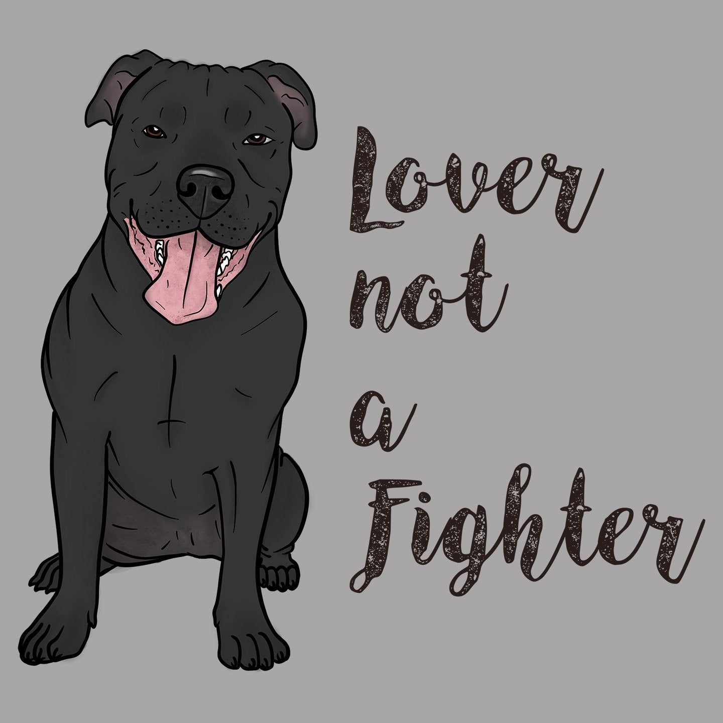 Black Pit Bull Lover Not Fighter - Adult Unisex Crewneck Sweatshirt