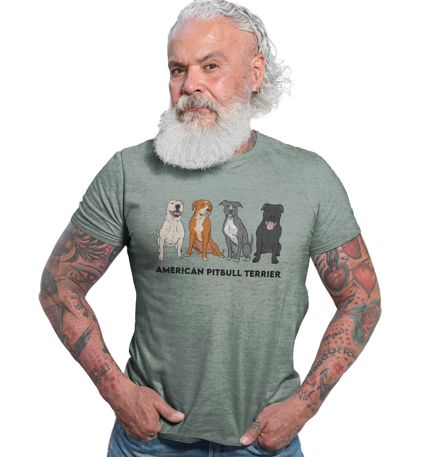 American Pit Bull Terrier Line Up - Adult Tri-Blend T-Shirt