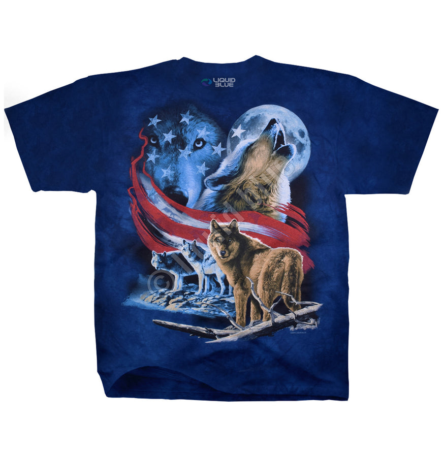 Liquid Blue - American Wolf Moon - Adult Unisex T-Shirt