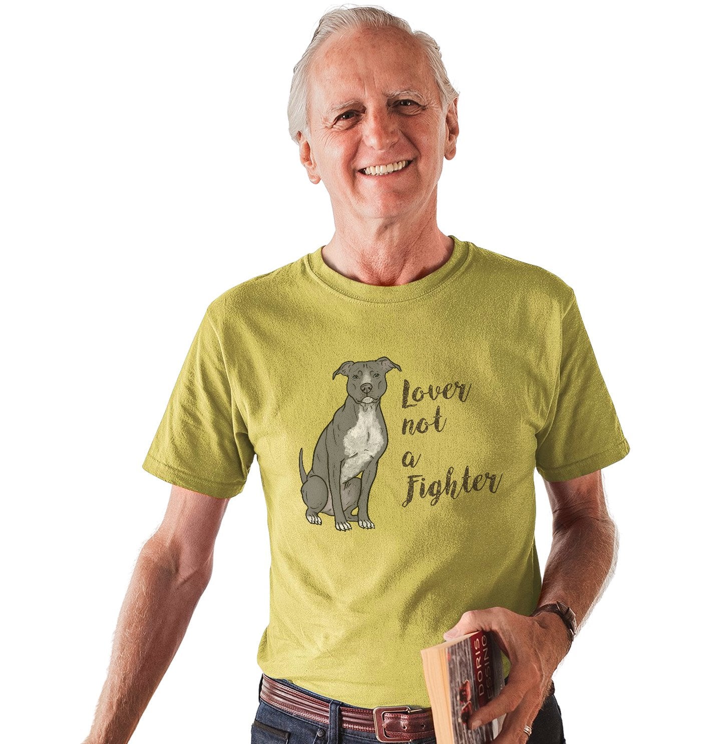 Grey Pit Bull Lover Not Fighter - Adult Unisex T-Shirt