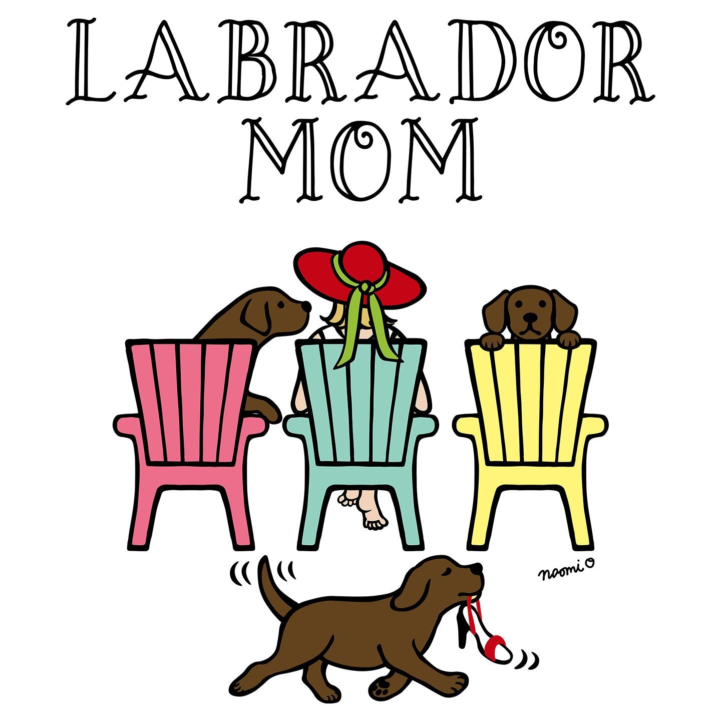 Chocolate Labrador Dog Mom Deck Chairs - Women's V-Neck T-Shirt