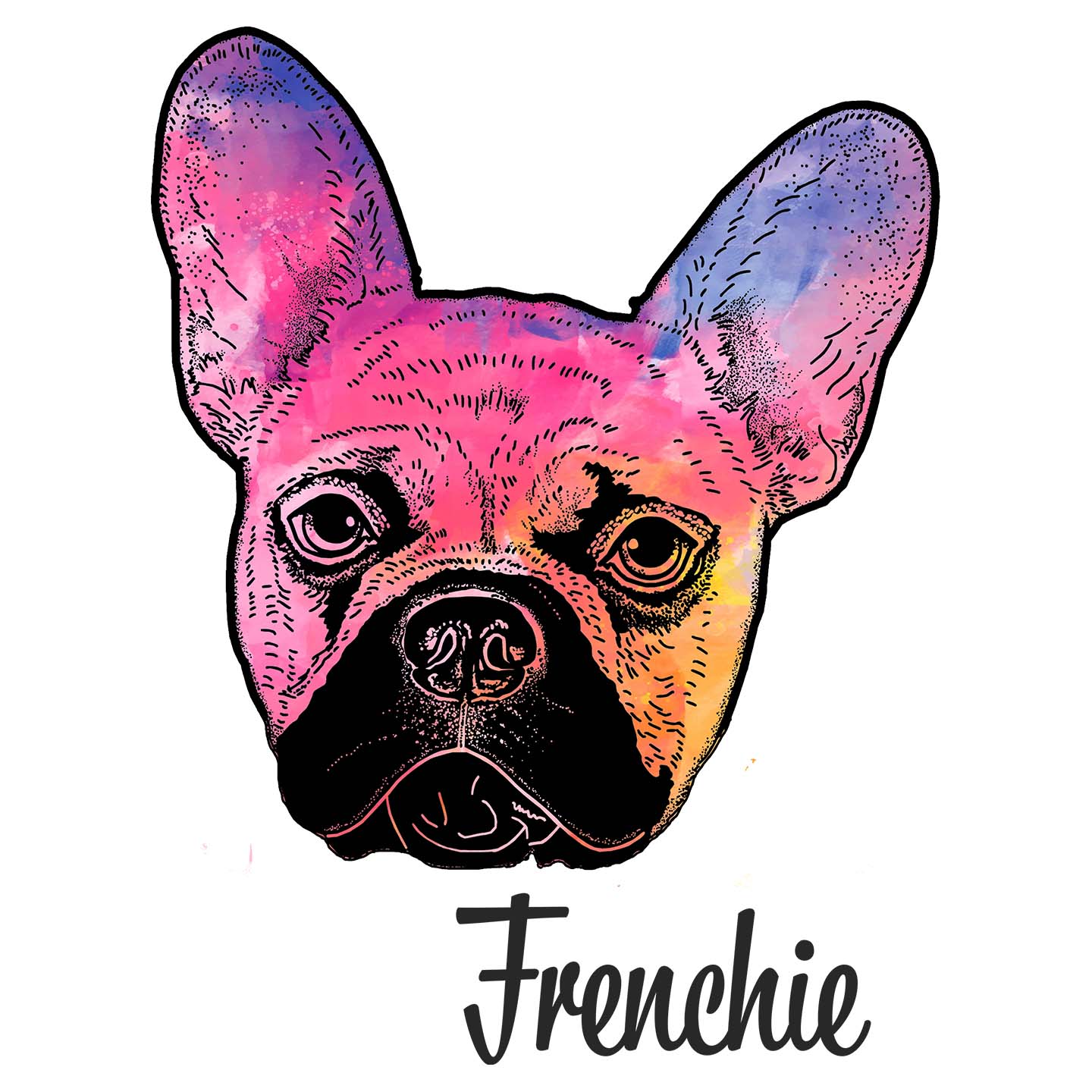 Colorful Frenchie Headshot - Women's V-Neck T-Shirt