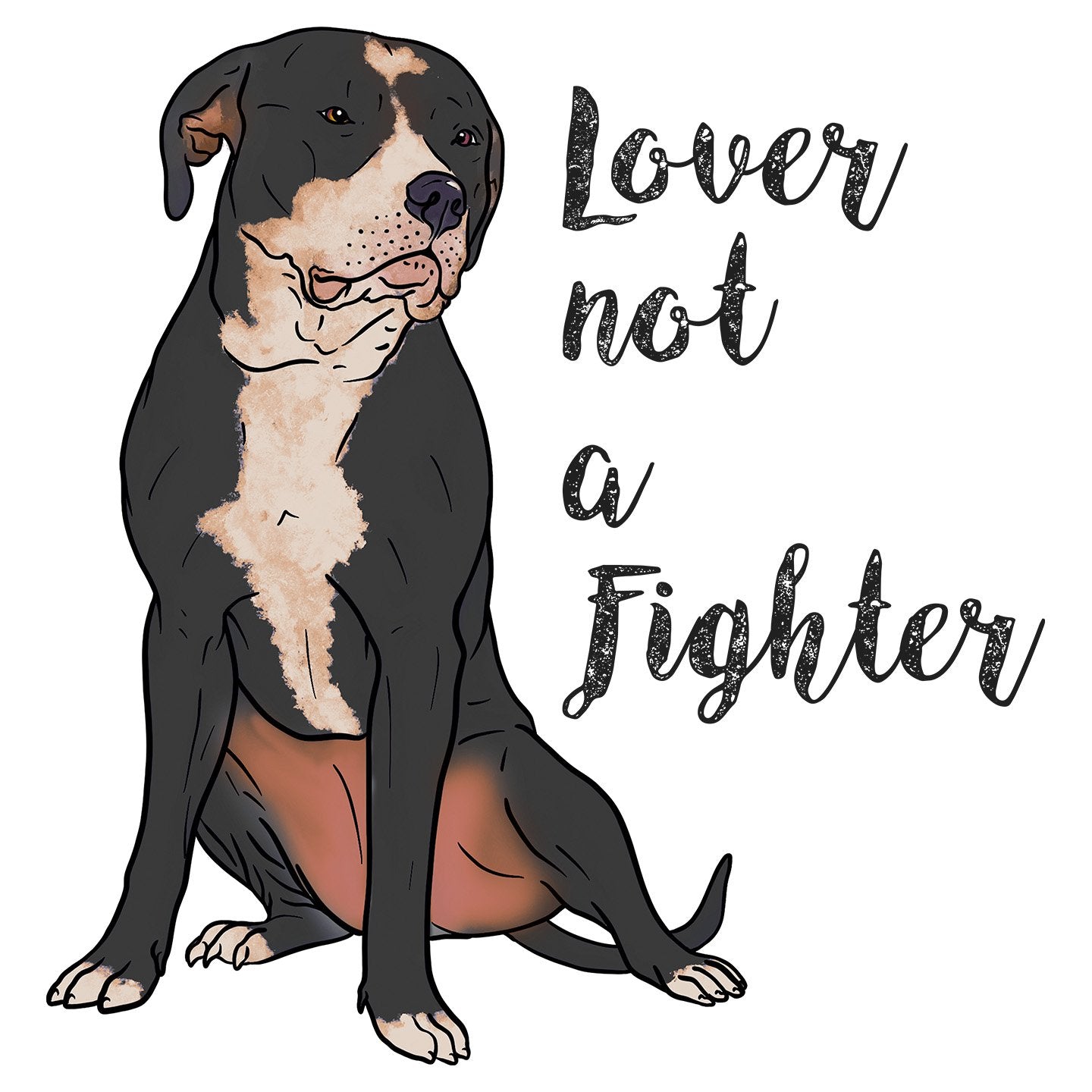 Black & White Pit Bull Lover Not Fighter - Women's V-Neck Long Sleeve T-Shirt