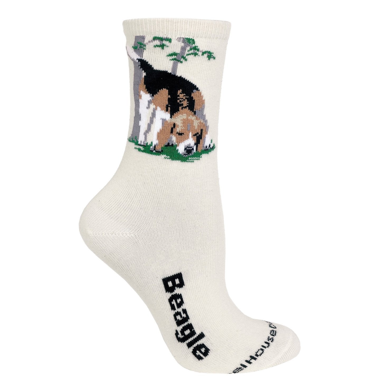 Animal Pride - Beagle on Natural - Adult Cotton Crew Socks