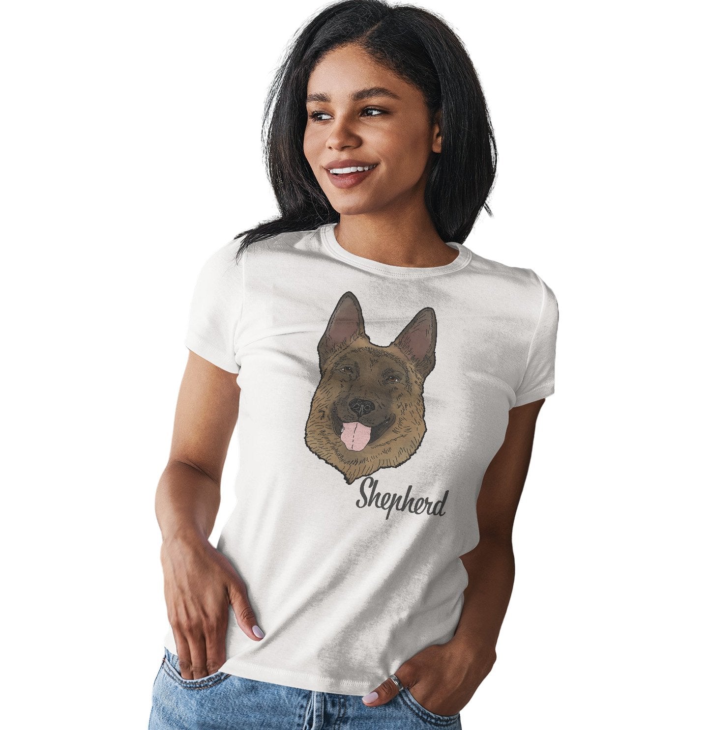 Black & Tan German Shepherd Headshot - Women's Fitted T-Shirt