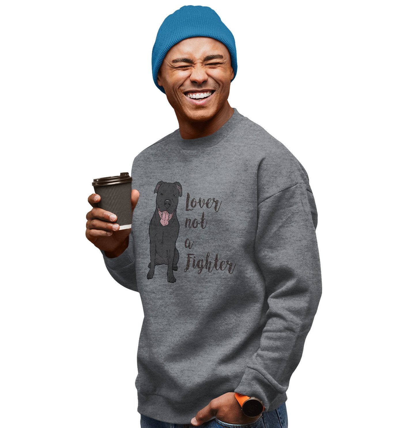 Animal Pride - Black Pit Bull Lover Not Fighter - Adult Unisex Crewneck Sweatshirt