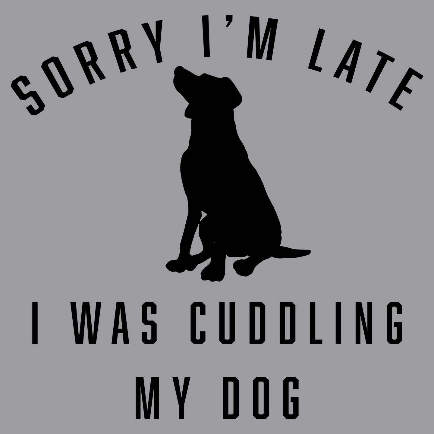 Sorry I'm Late Dog Cuddling Labrador Silhouette - Women's V-Neck Long Sleeve T-Shirt