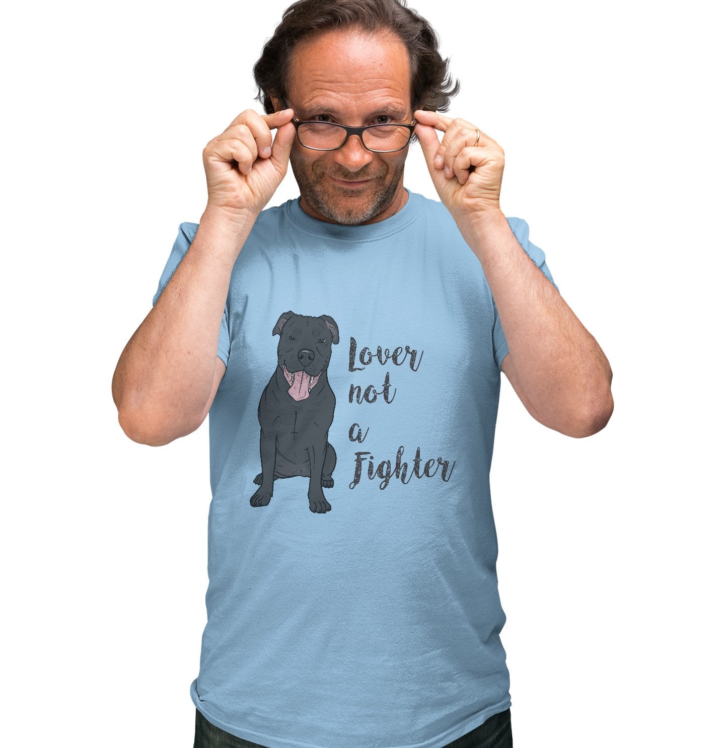 Black Pit Bull Lover Not Fighter - Adult Unisex T-Shirt