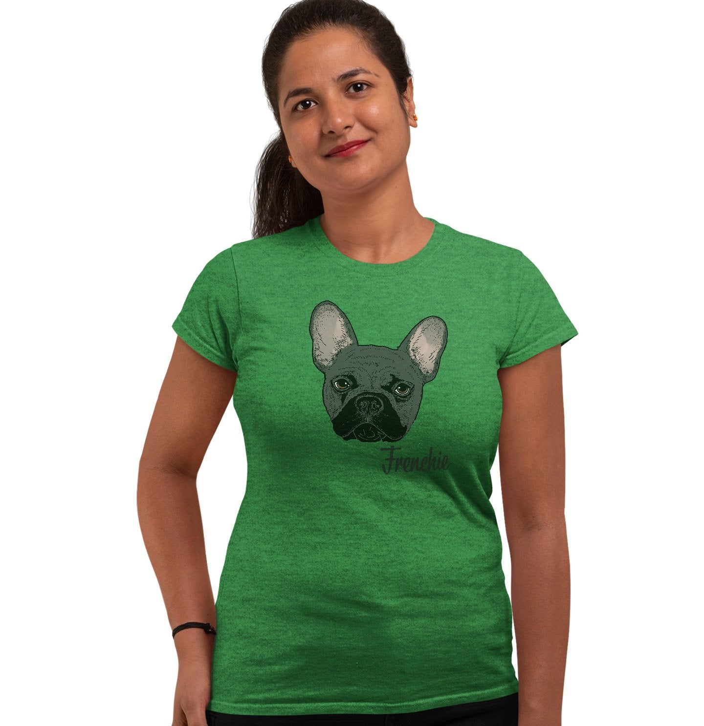 Animal Pride - Grey Frenchie Headshot - Women's Fitted T-Shirt