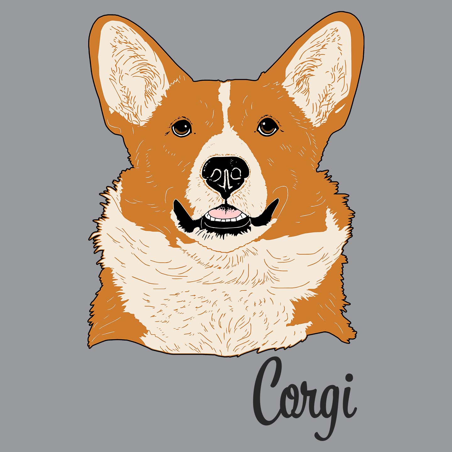 Corgi Headshot - Adult Unisex Long Sleeve T-Shirt