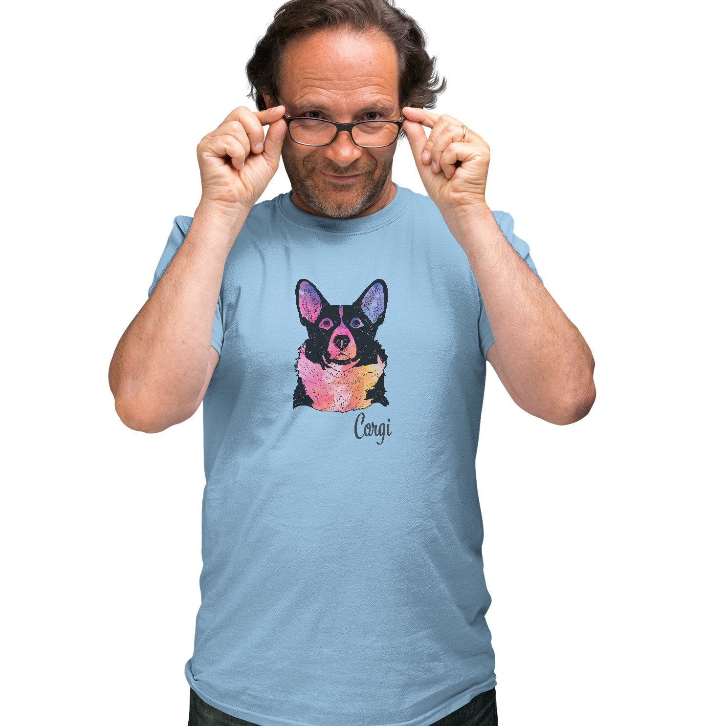 Animal Pride - Colorful Corgi Headshot - Adult Unisex T-Shirt