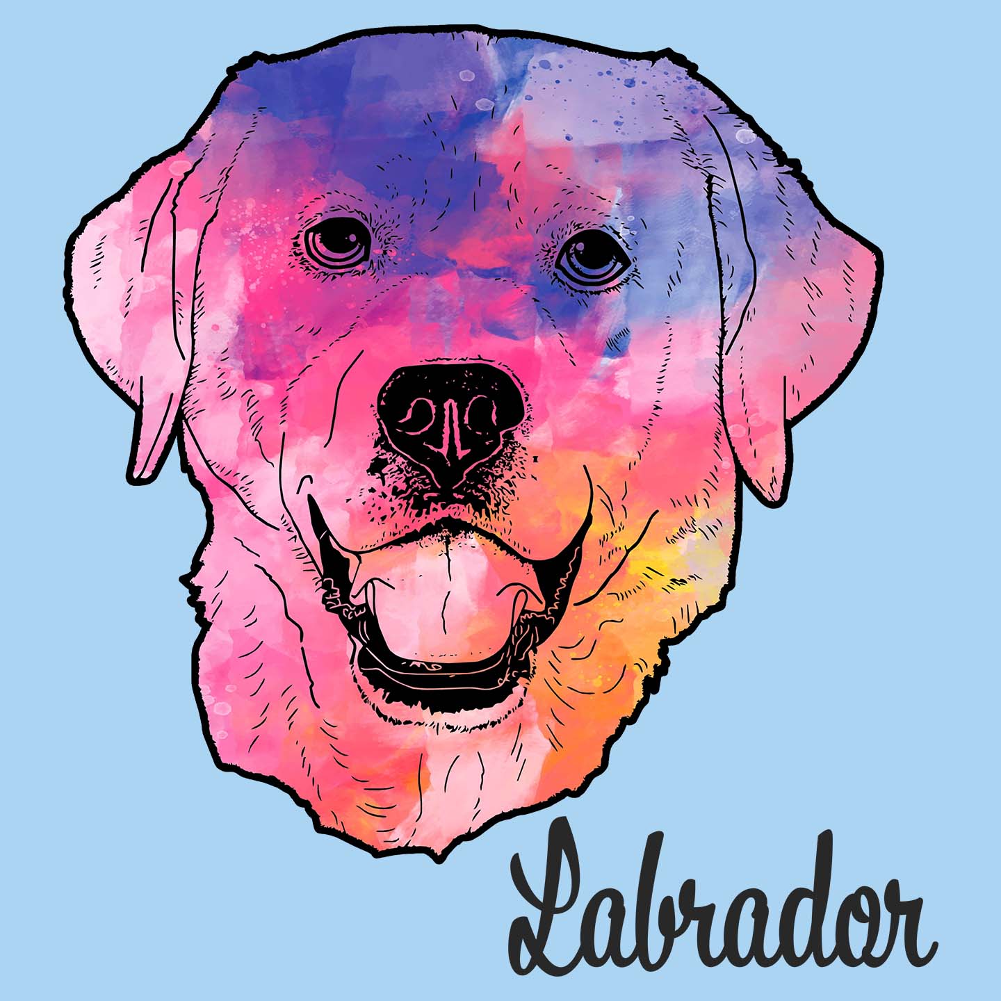 Colorful Labrador Headshot - Adult Unisex T-Shirt