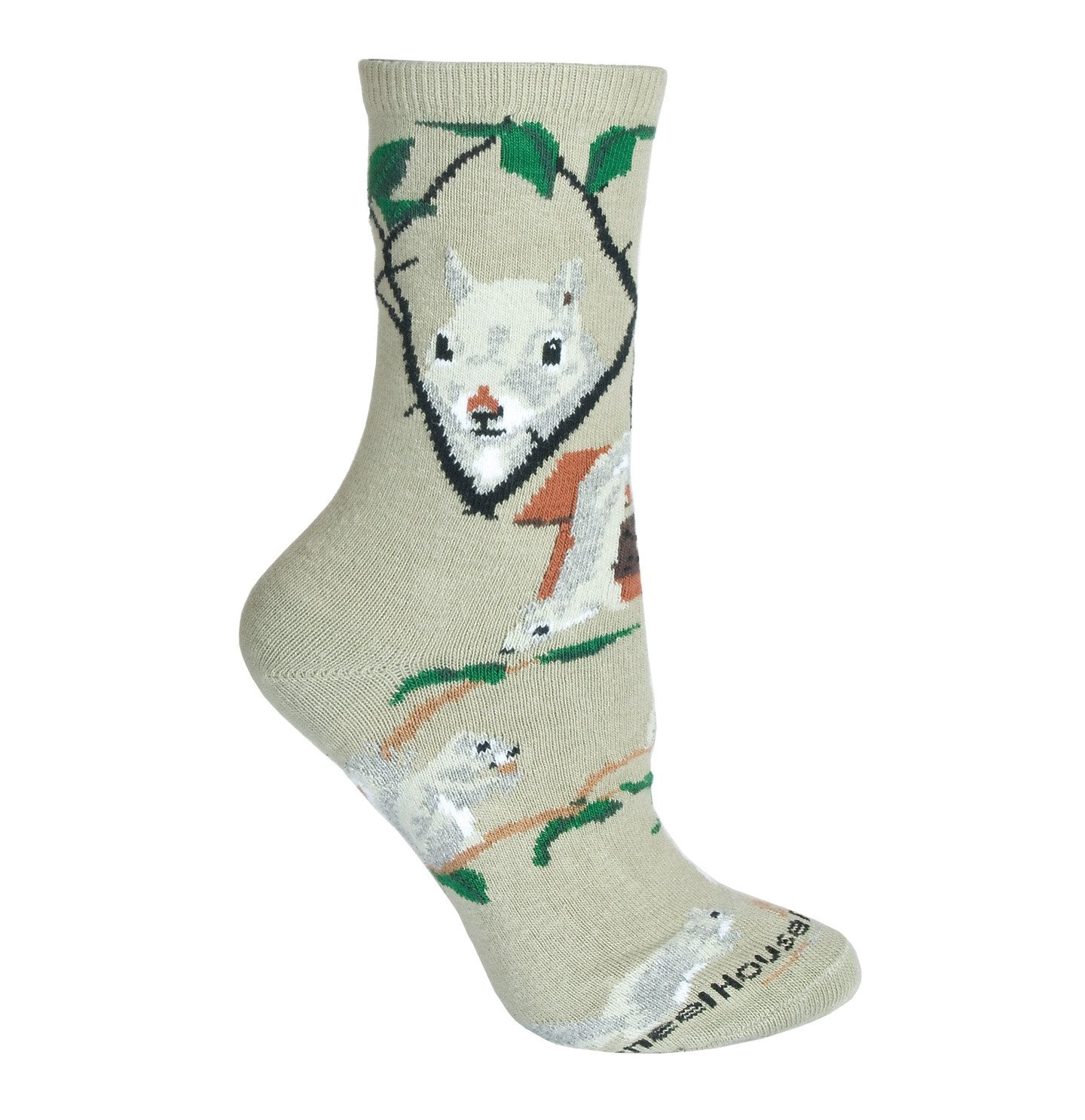 Animal Pride - Squirrel on Grey - Adult Cotton Crew Socks