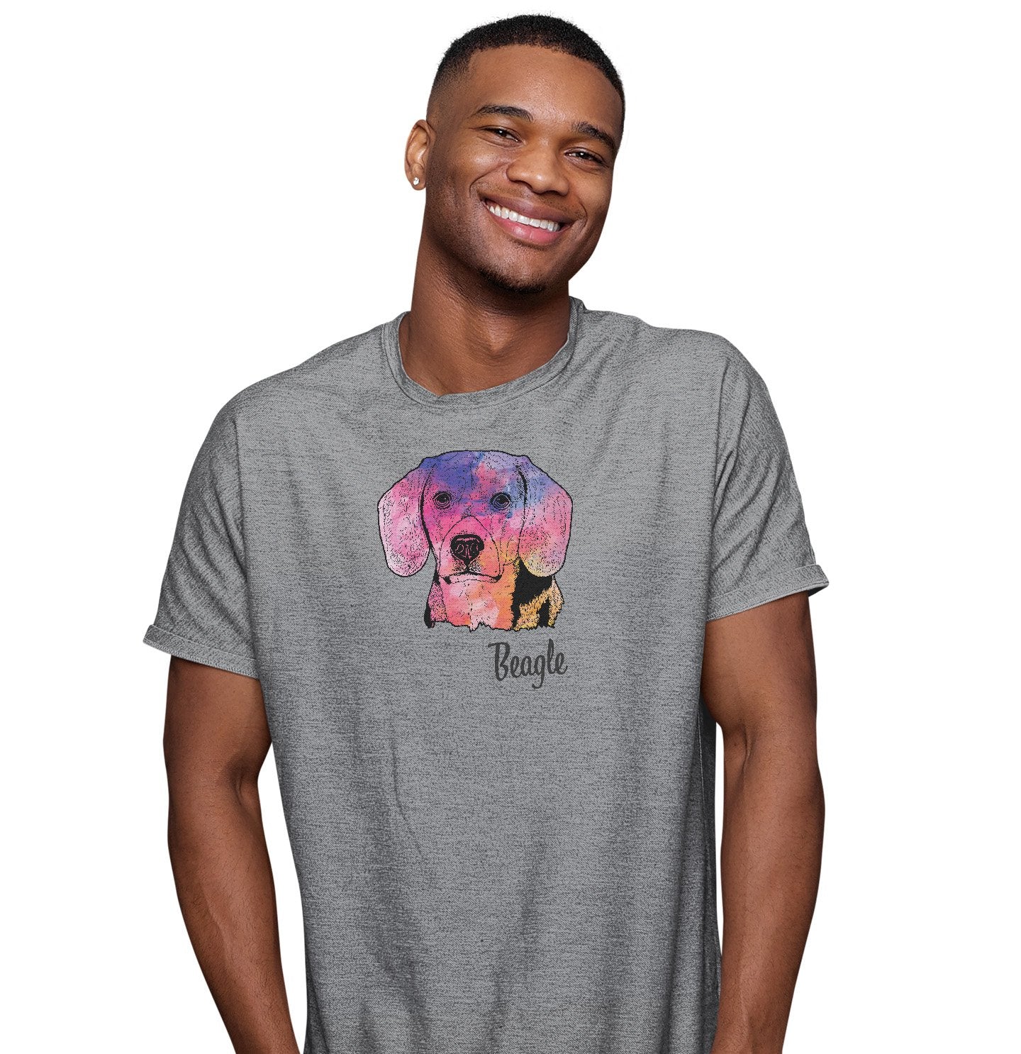 Colorful Beagle Headshot - Adult Unisex T-Shirt