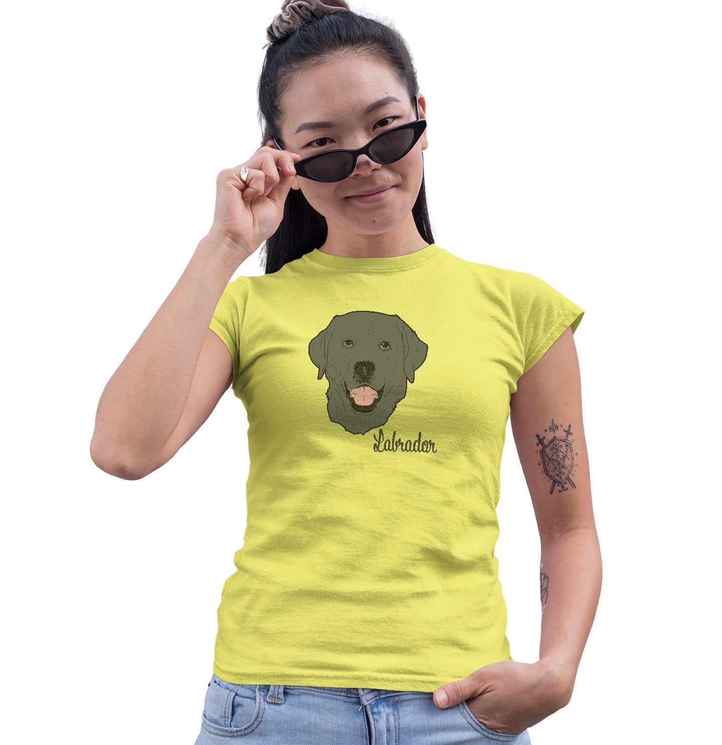 Black Labrador Headshot - Women's Fitted T-Shirt