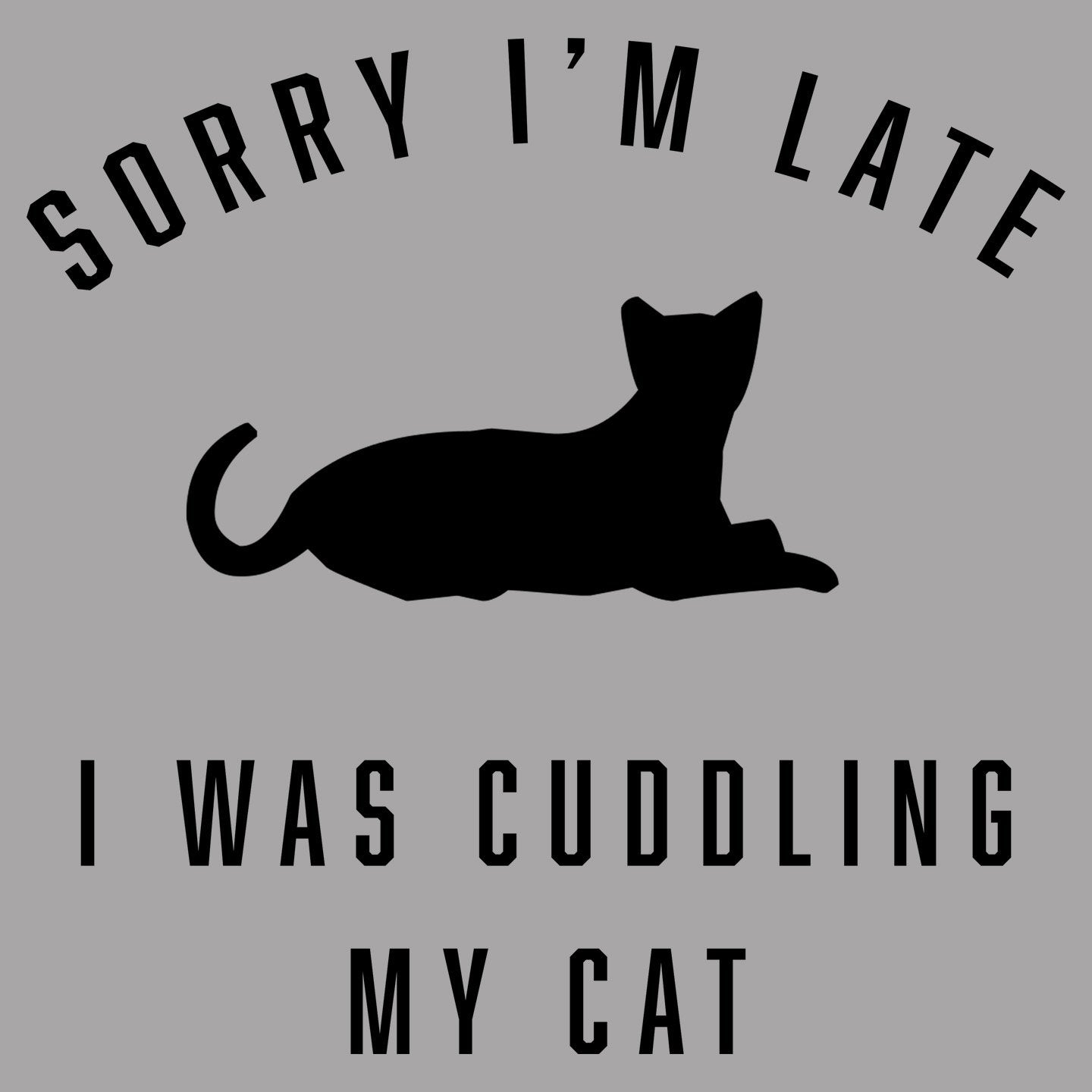 Sorry I'm Late Cat Cuddling Silhouette - Women's V-Neck Long Sleeve T-Shirt