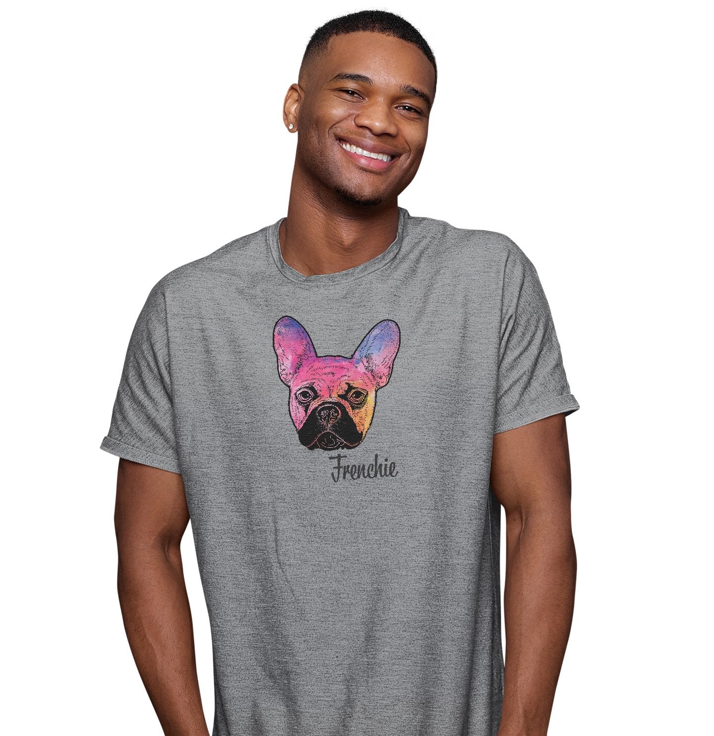 Colorful Frenchie Headshot - Adult Unisex T-Shirt