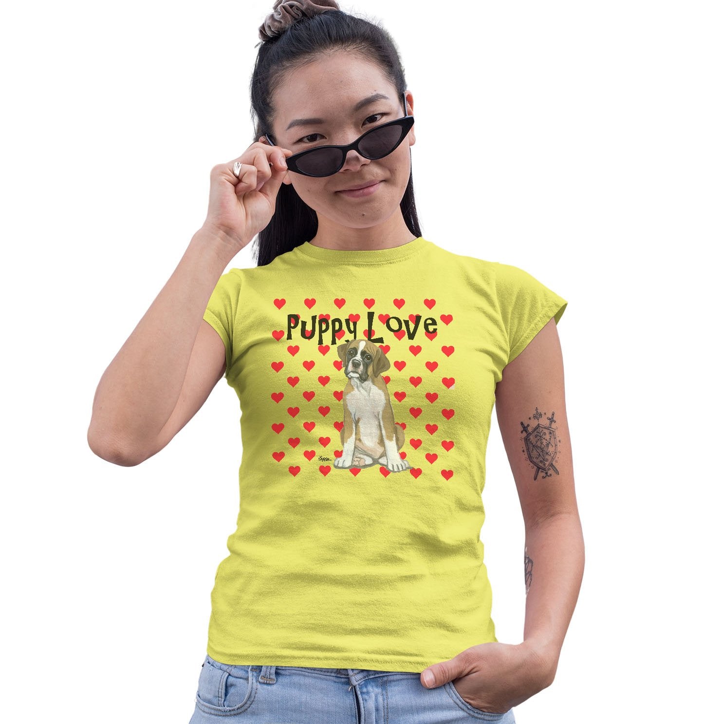 Boxer Puppy Love - Women's Fitted T-Shirt