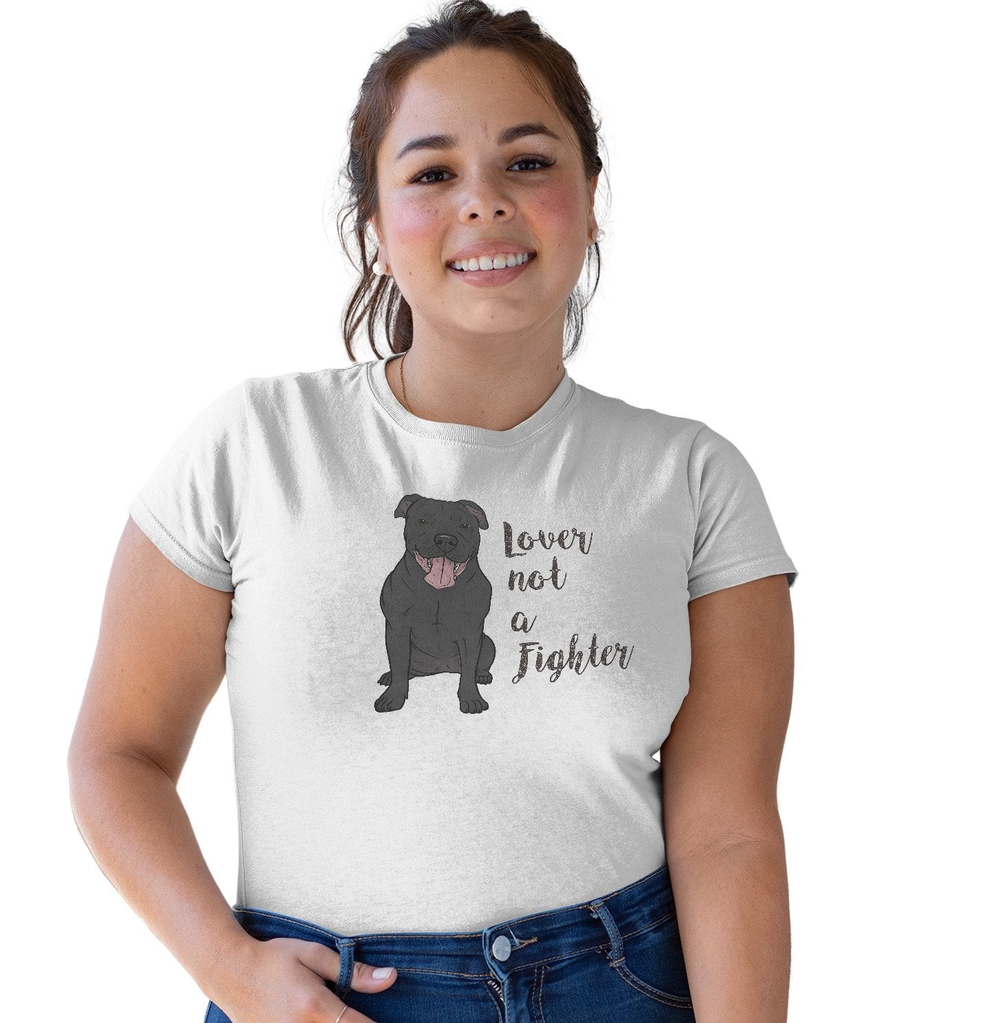 Black Pit Bull Lover Not Fighter - Women's Tri-Blend T-Shirt