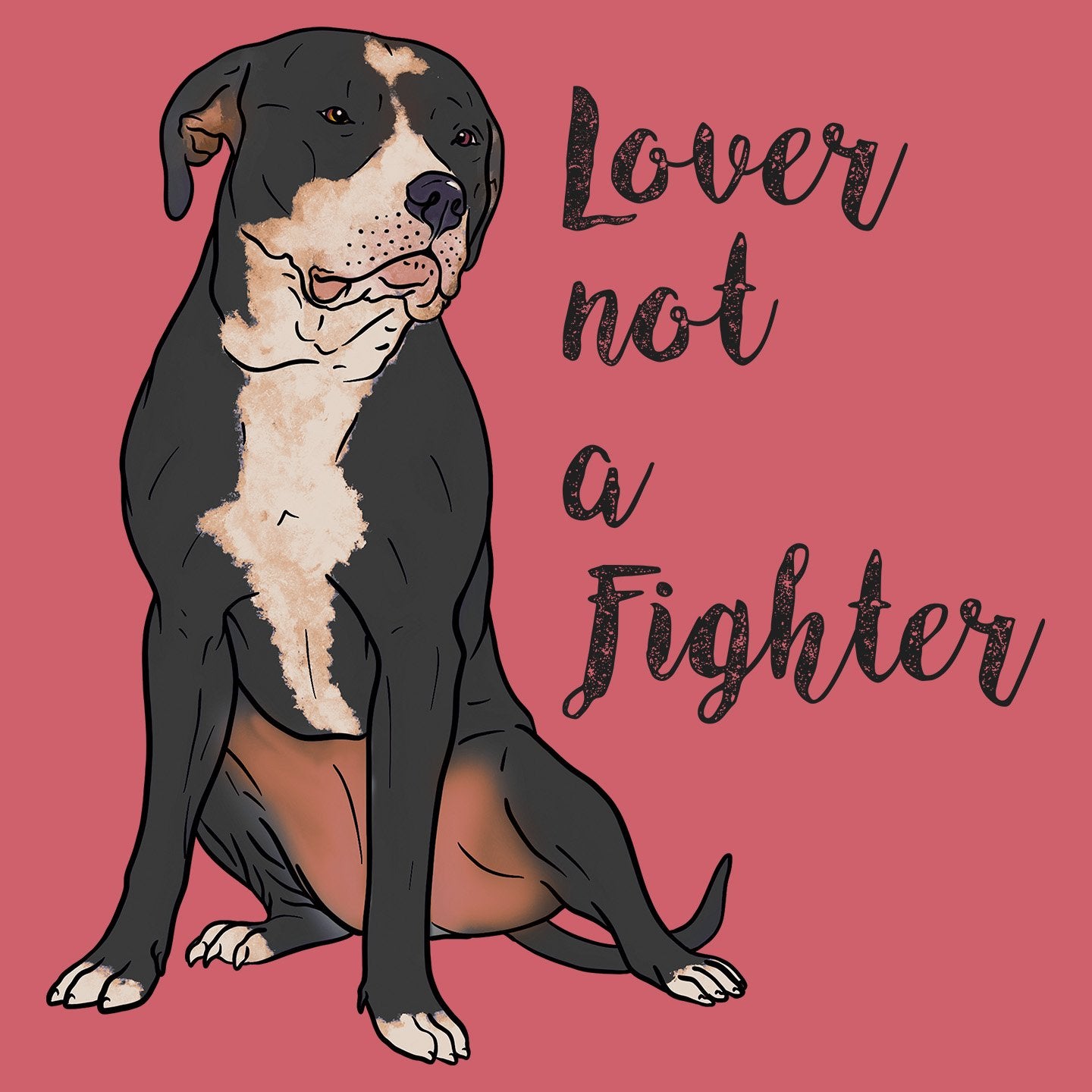 Black & White Pit Bull Lover Not Fighter - Adult Tri-Blend T-Shirt