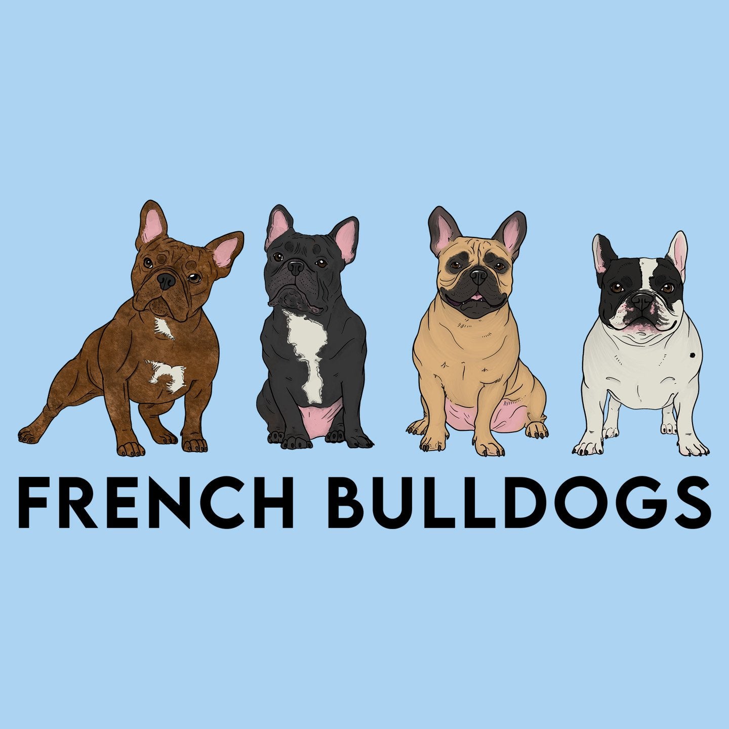 French Bulldogs Lineup - Adult Unisex T-Shirt