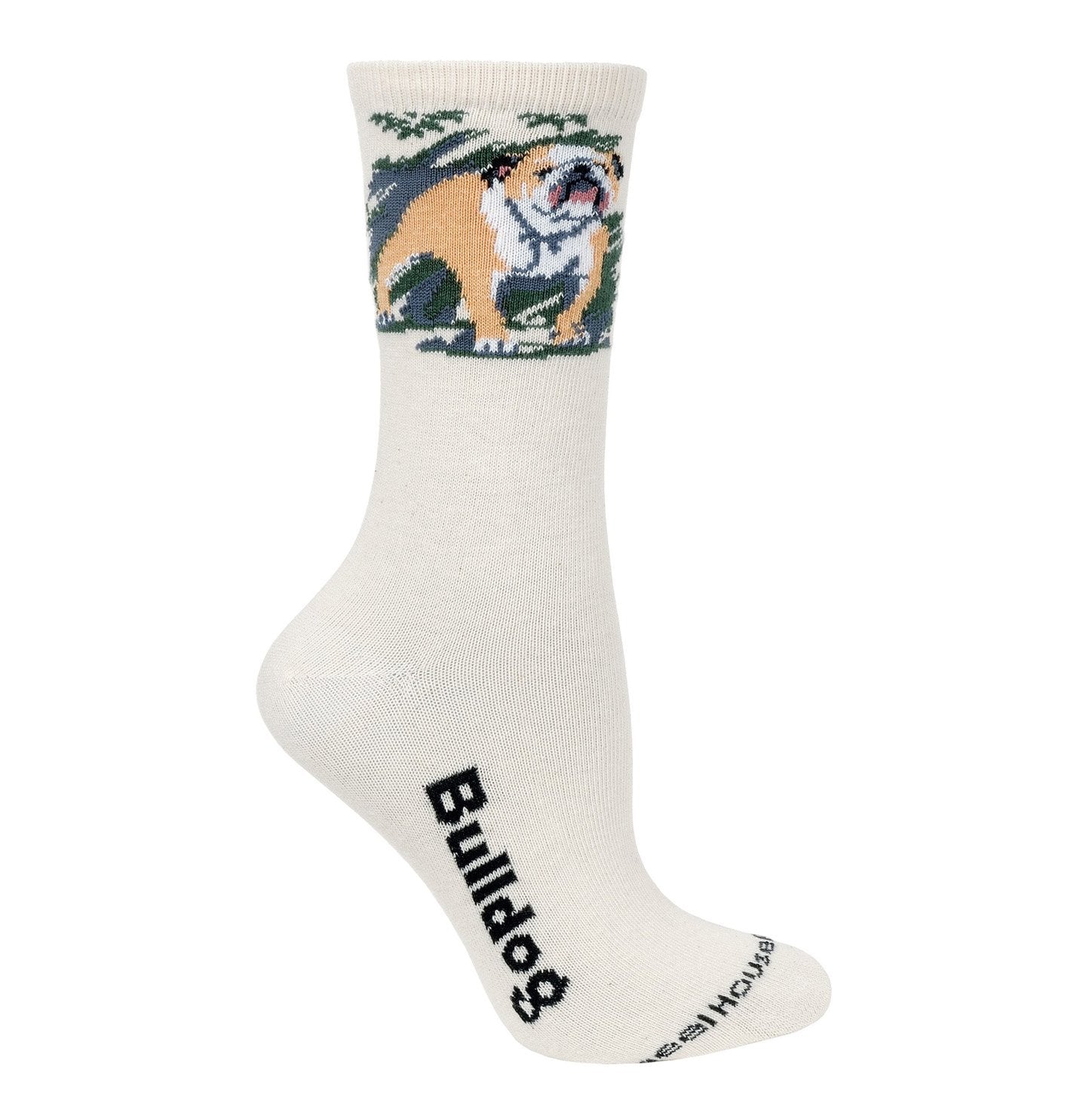 Animal Pride - Bulldog on Natural - Adult Cotton Crew Socks