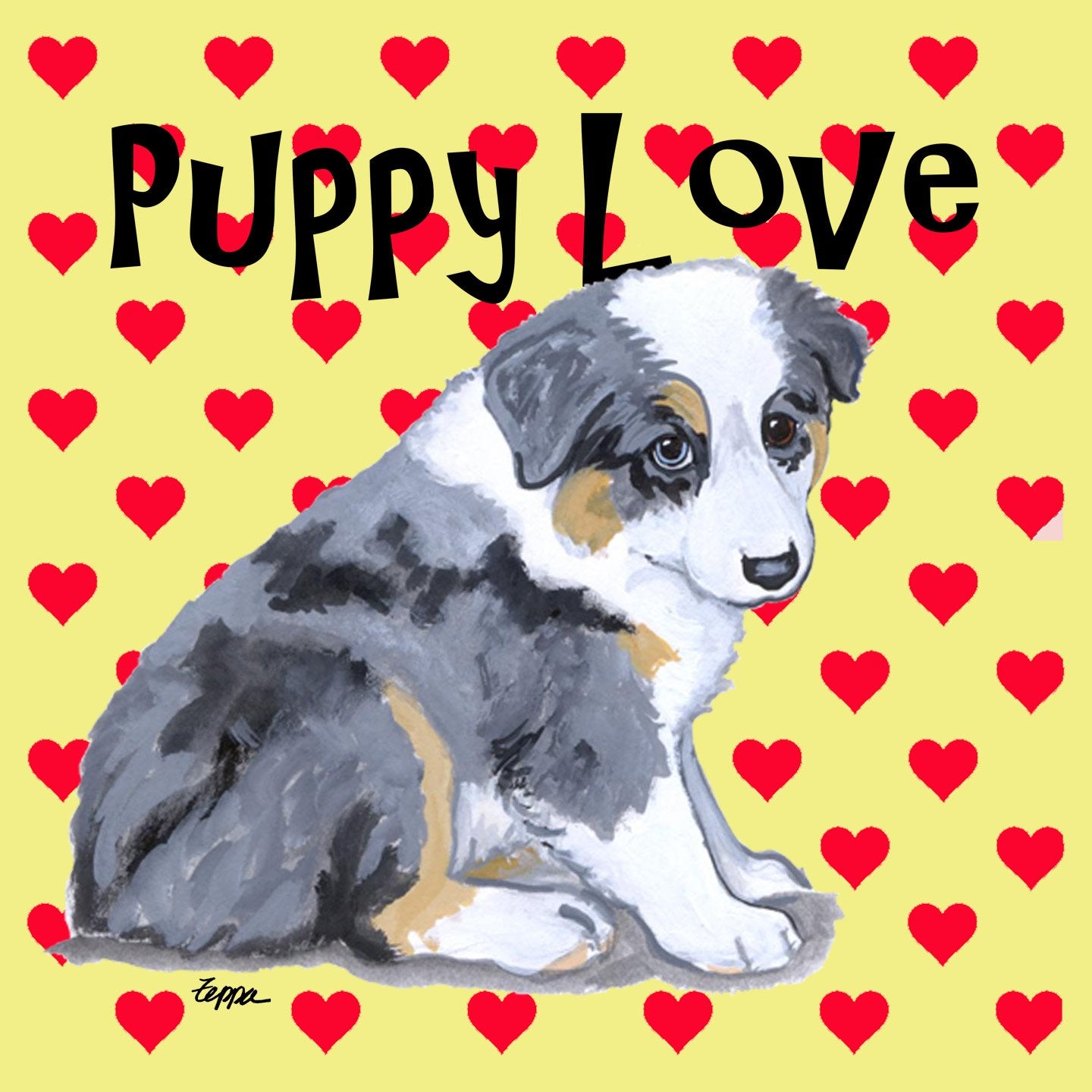 Australian Shepherd Puppy Love - Women's Fitted T-Shirt